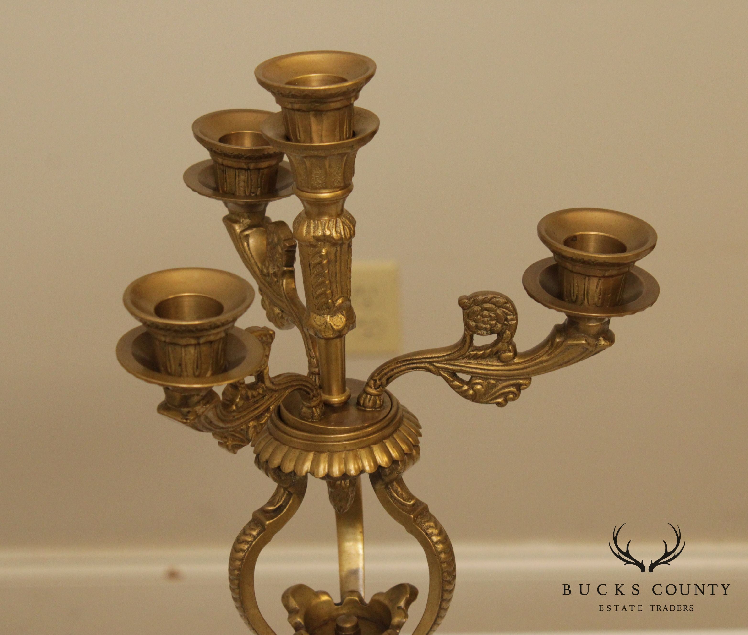 French Empire Style Pair Bronze Candelabra