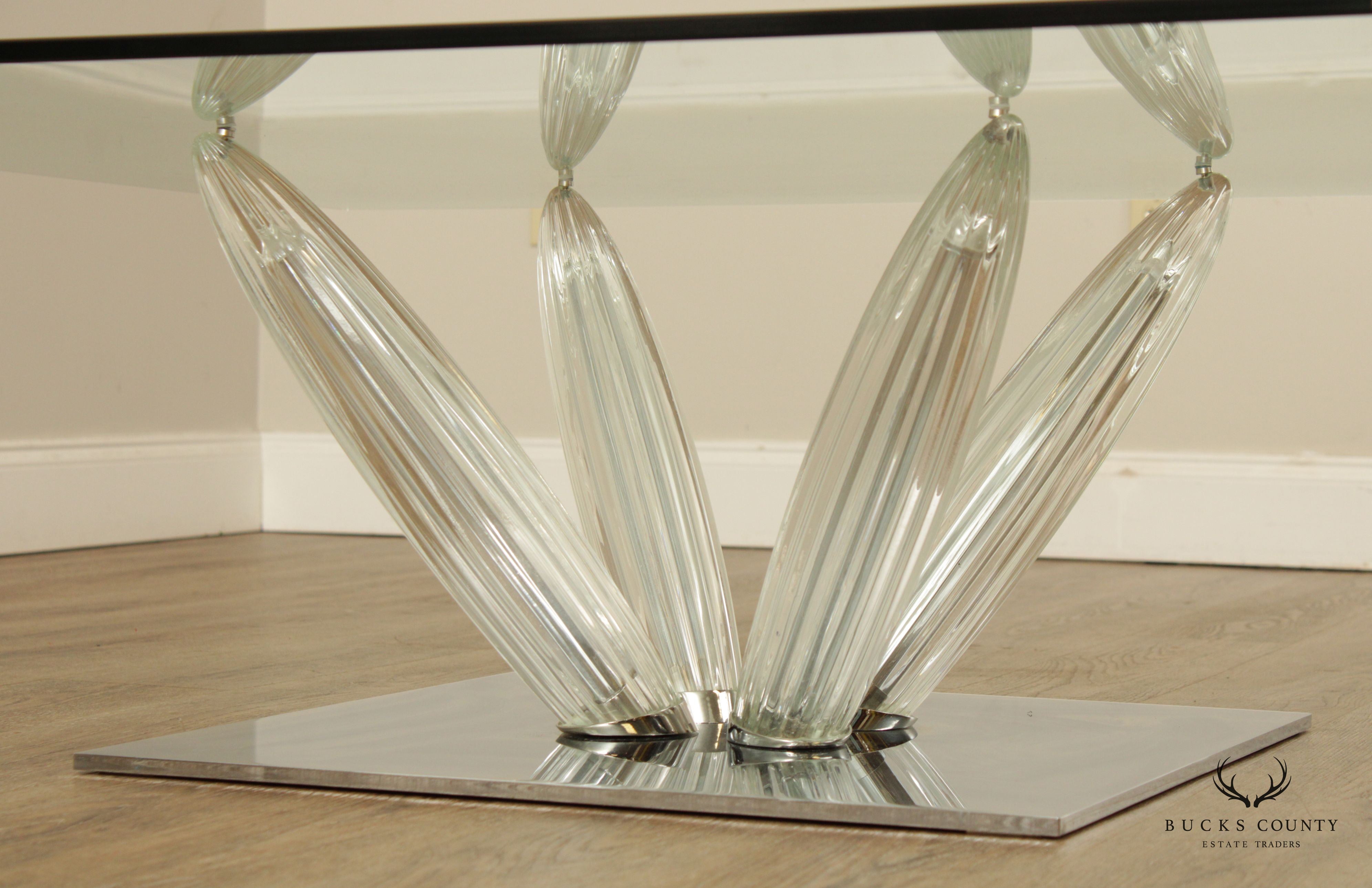 Roche Bobois Contemporary Glass Top Square Coffee Table