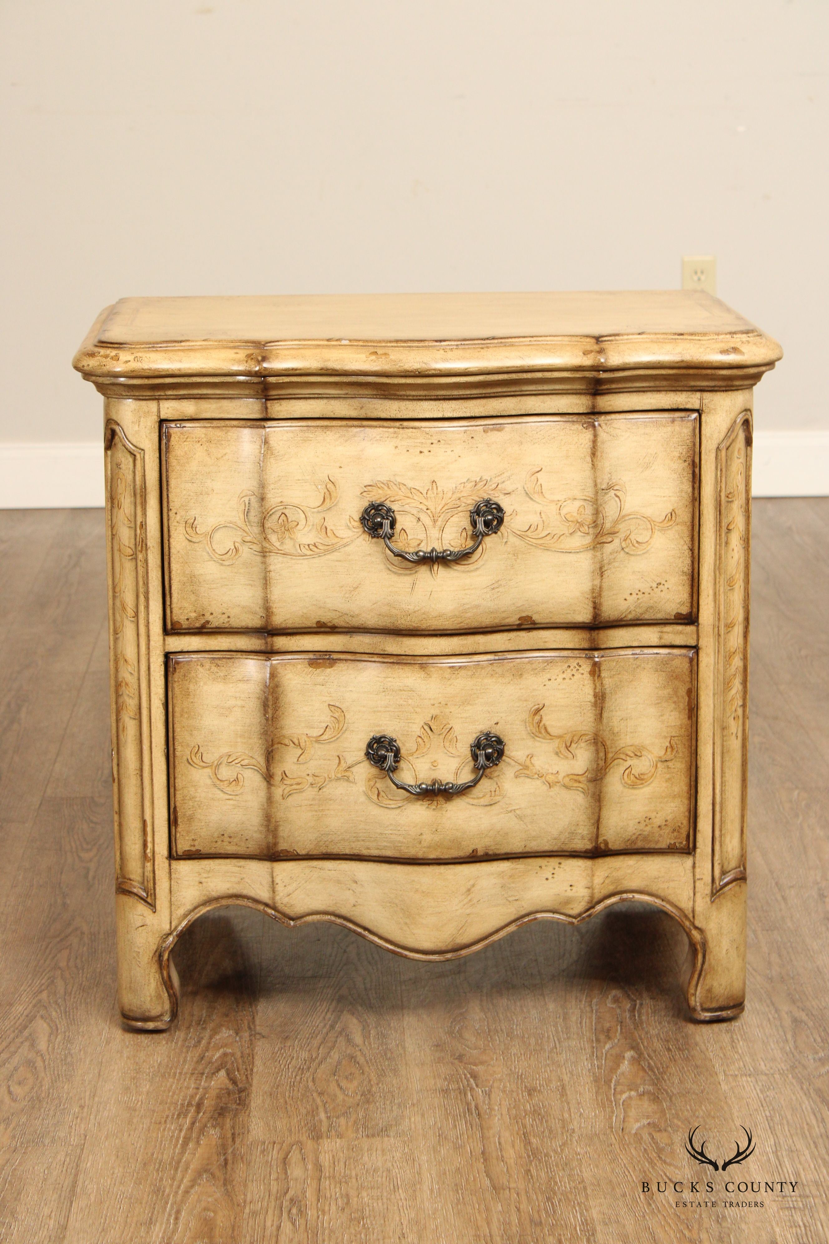 Artistica French Provincial Style Distress Painted Two-Drawer Nightstand