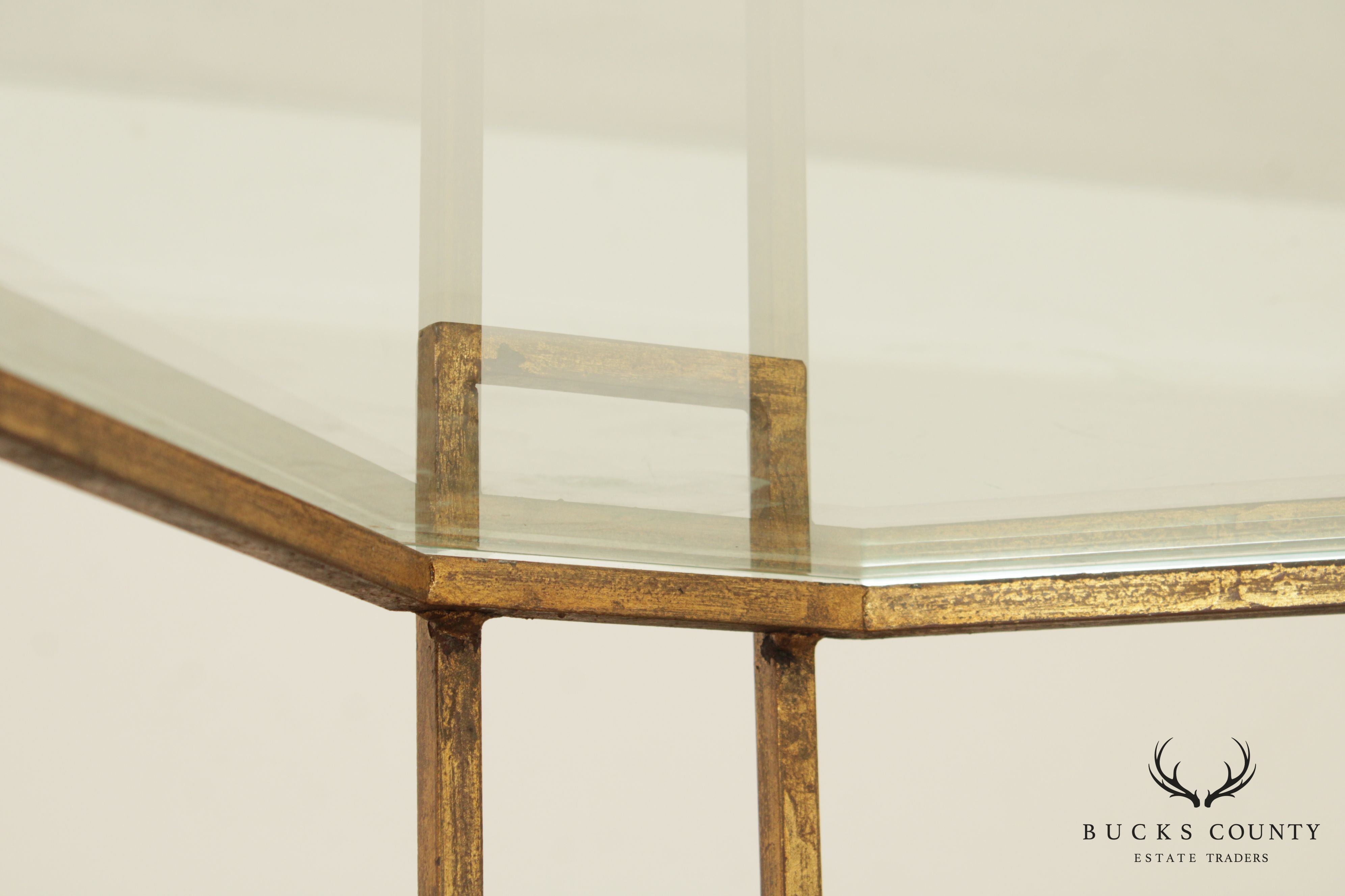 Quality French Gilt Metal Glass Top Coffee Table