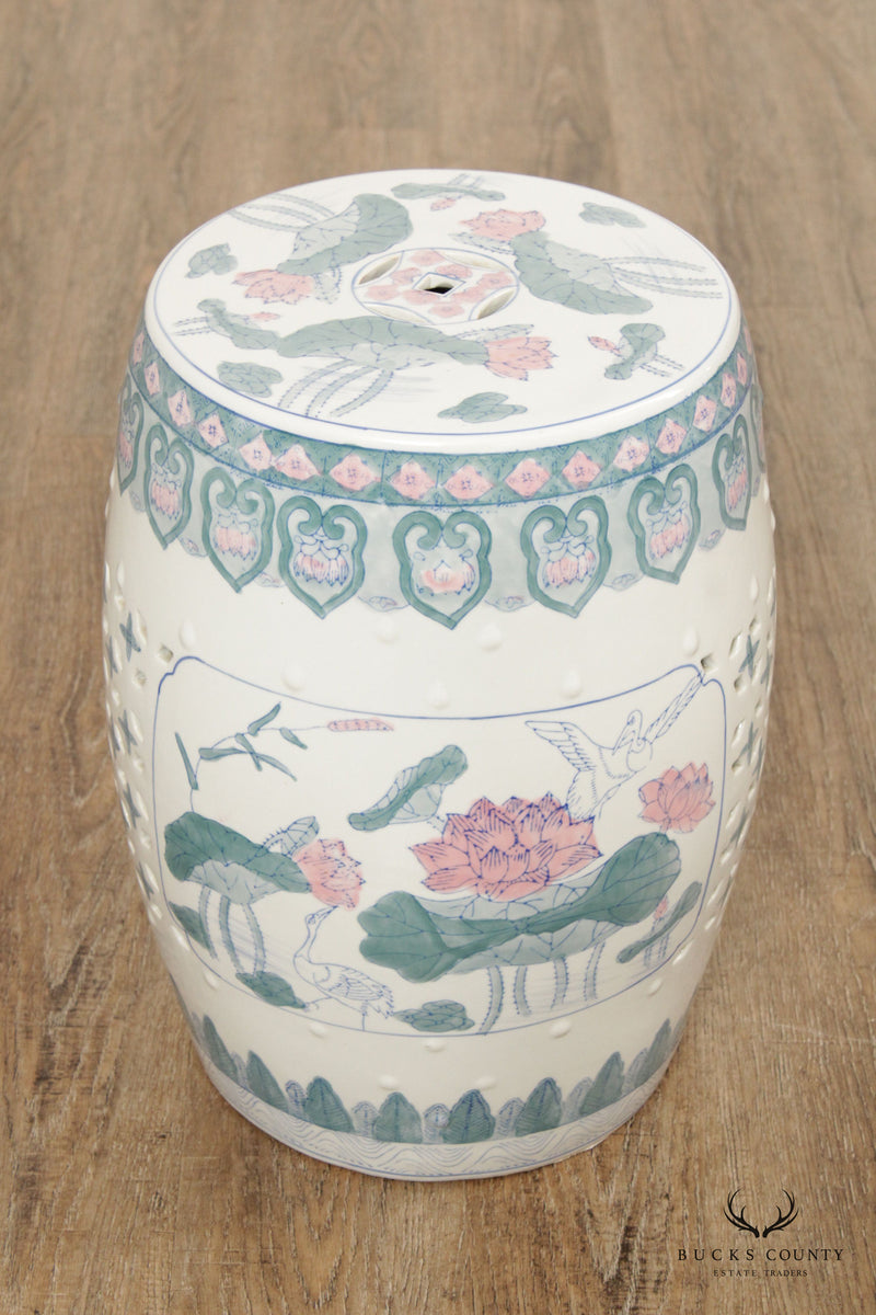 Chinoiserie Decorated Porcelain Garden Stool