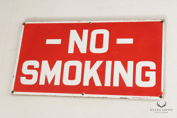 Antique Porcelain and Steel No Smoking Sign