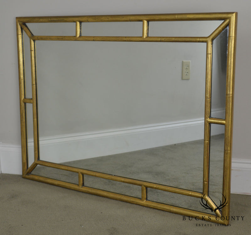 Hollywood Regency Vintage 1950's Gold Gilt Wood Faux Bamboo Frame Mirror