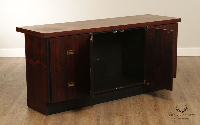 MID CENTURY MODERN ROSEWOOD OFFICE CREDENZA SIDEBOARD FILECABINET