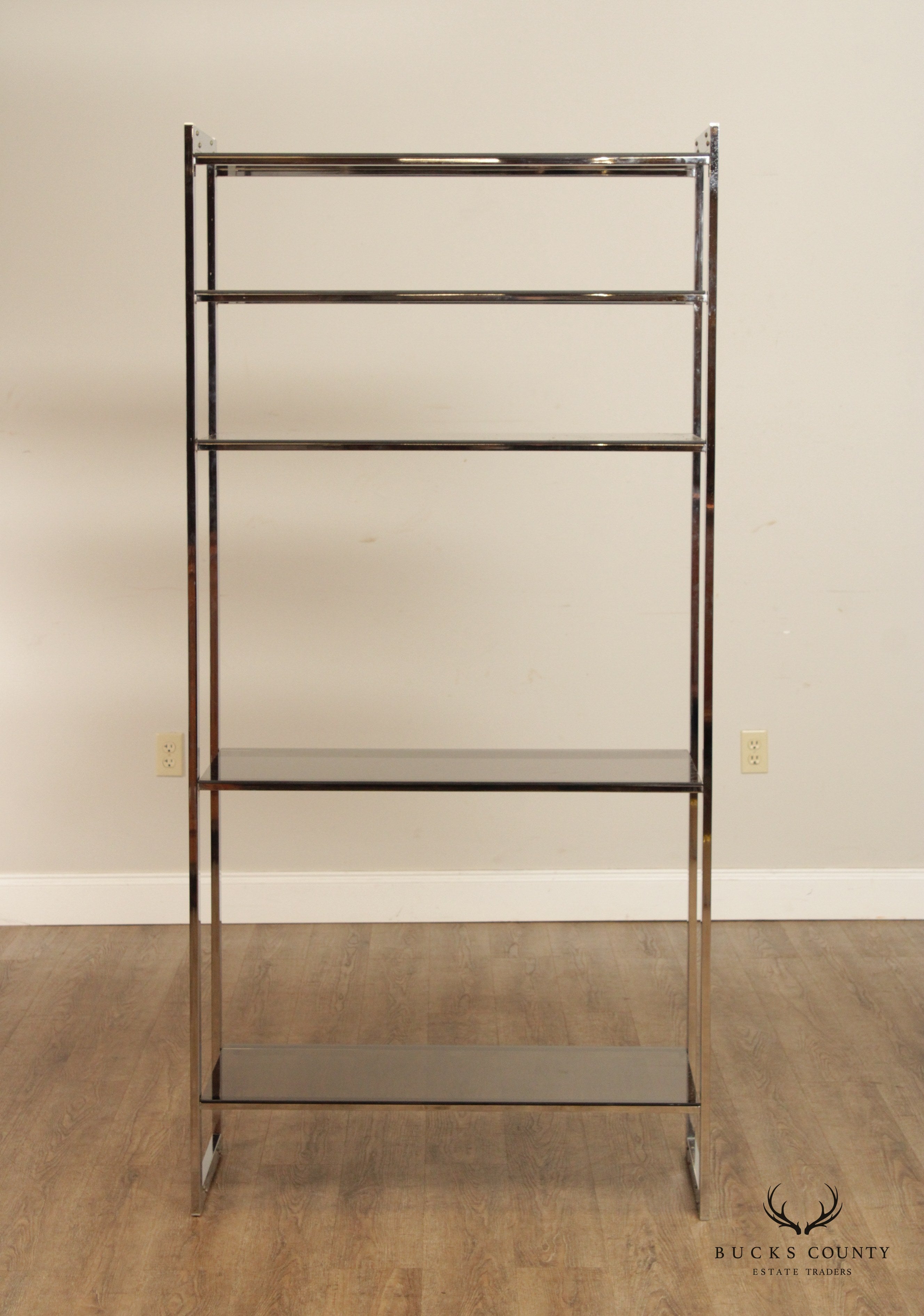 Mid Century Modern Glass and Chrome Etagere Bookshelf