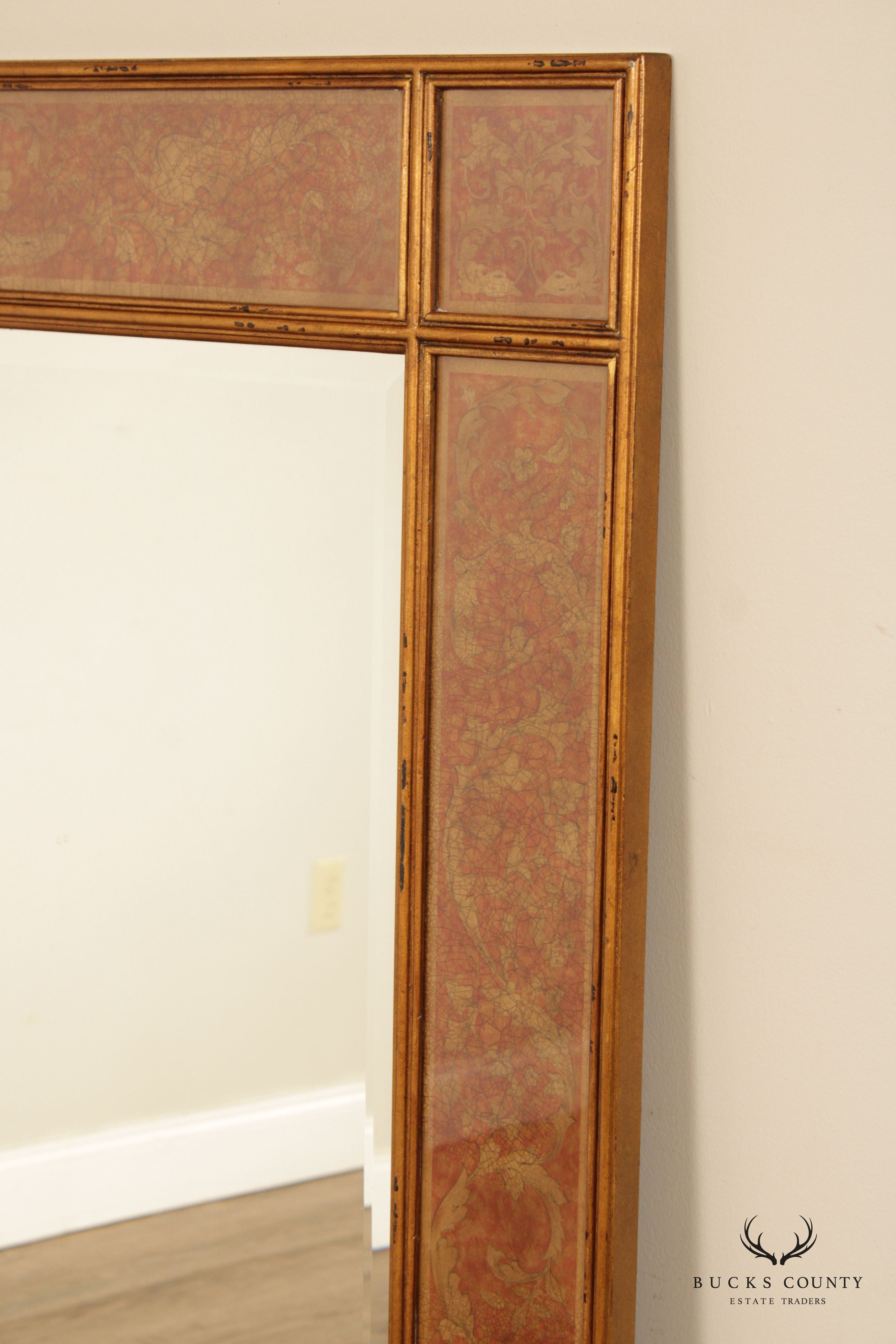 Theodore Alexander Regency Style Eglomise Decorated Full-Length Mirror