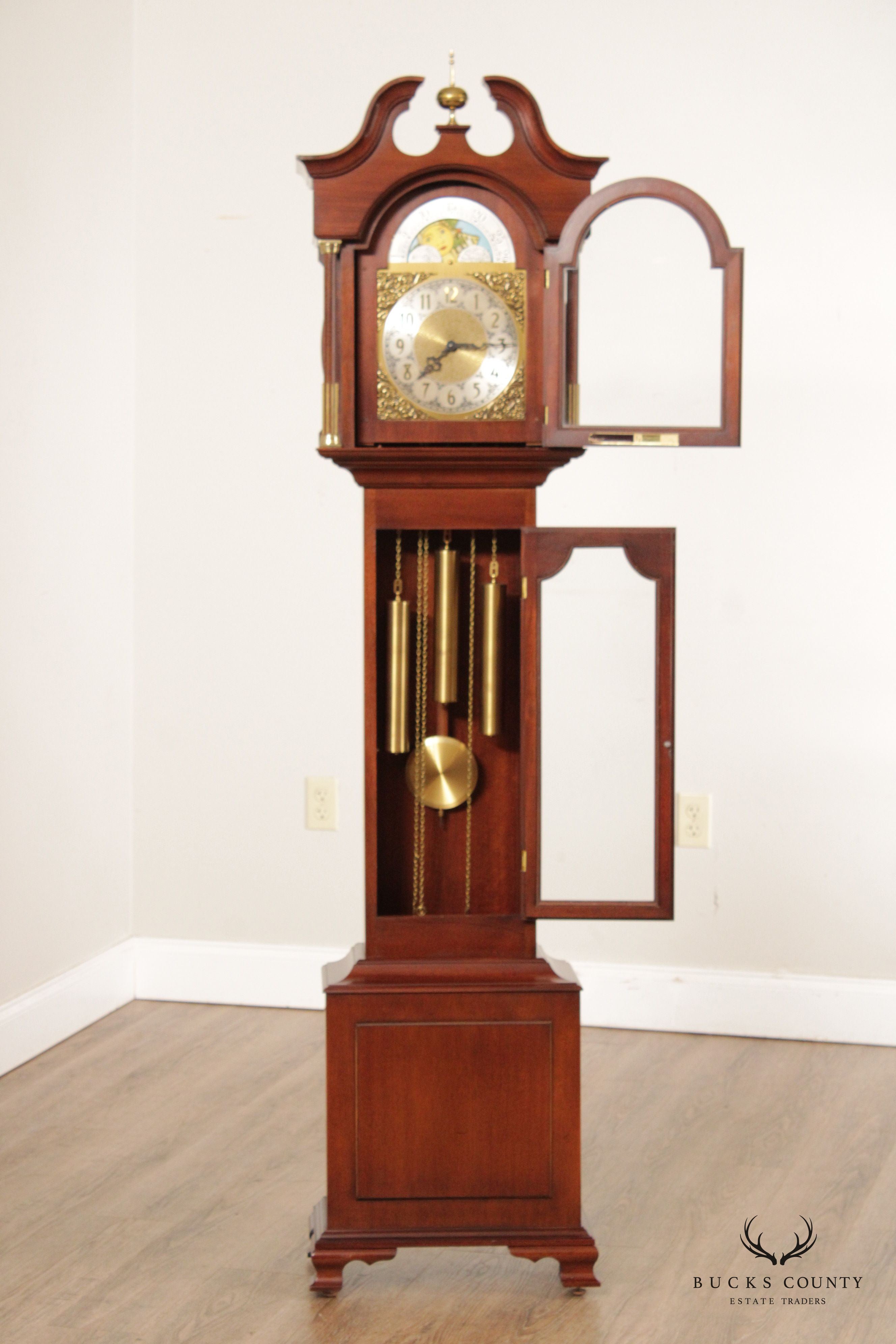 Colonial of Zeeland Mahogany Grandfather Case Clock