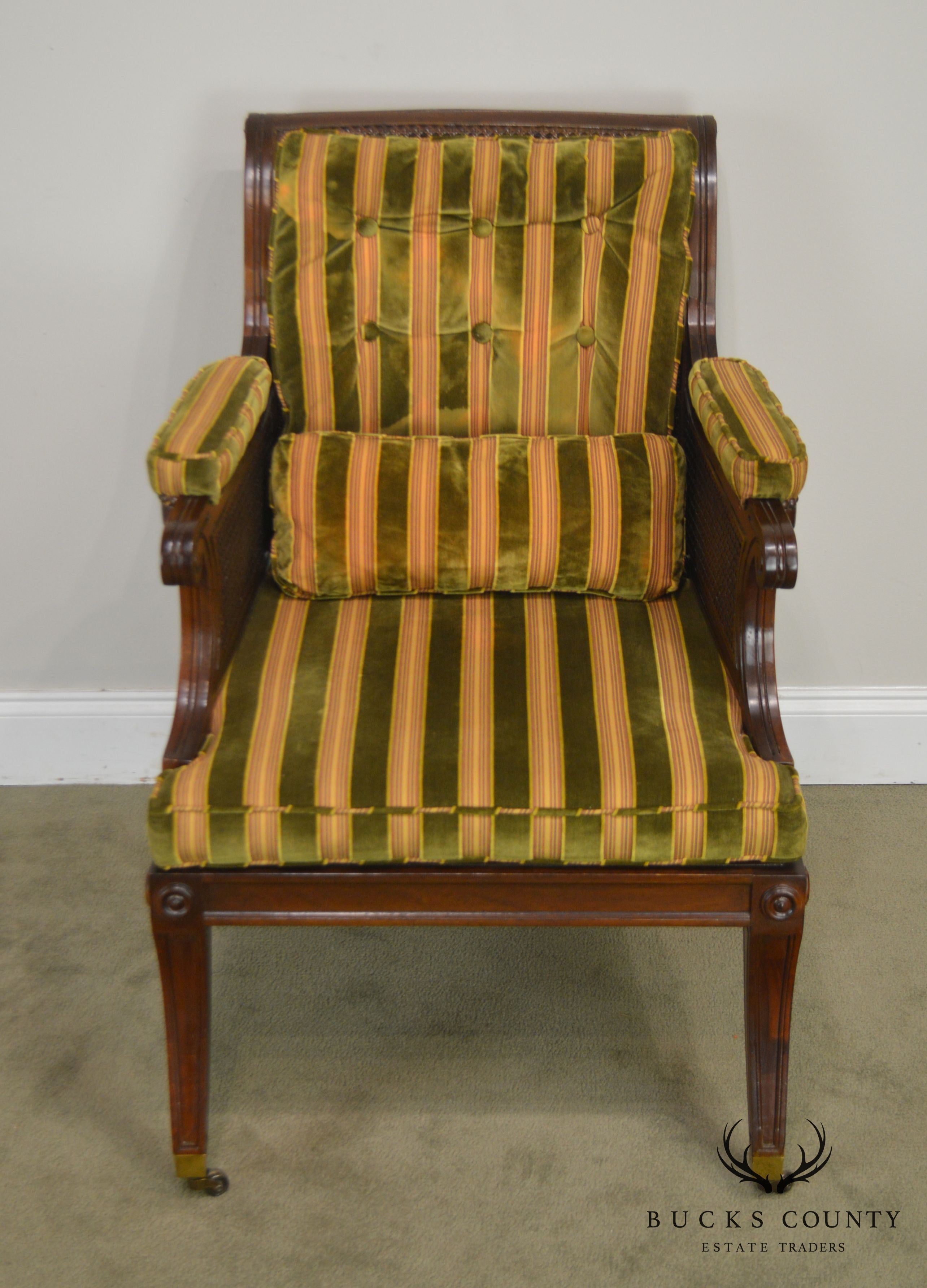 Baker Stately Homes Collection Regency Style Mahogany Cane Armchair