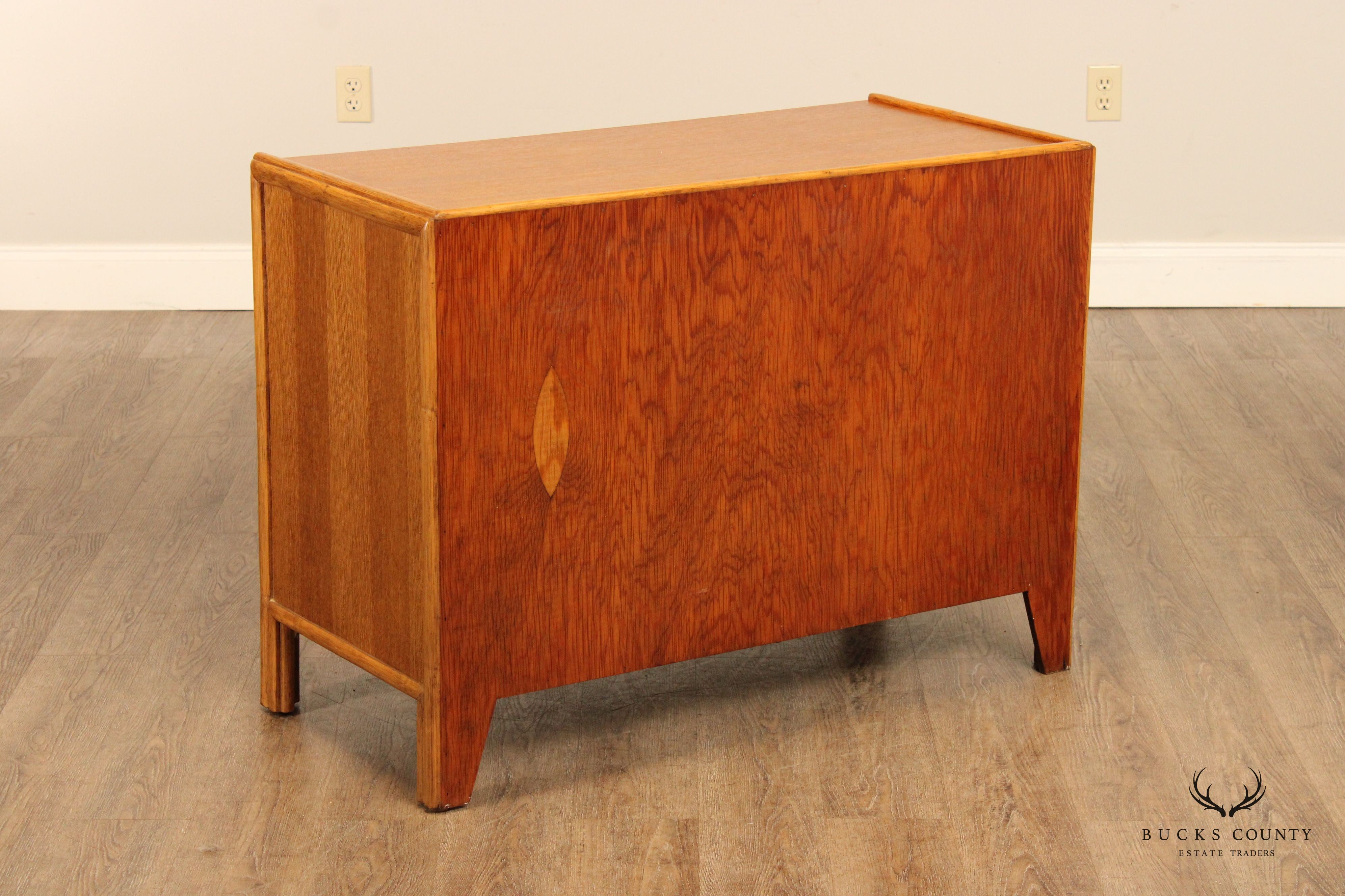 McGuire Mid Century Modern Rattan and Oak Single Dresser Bachelor Chest