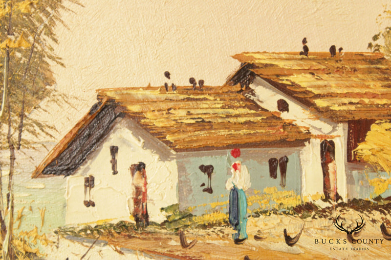 Vintage Impressionist European Farm Landscape Painting