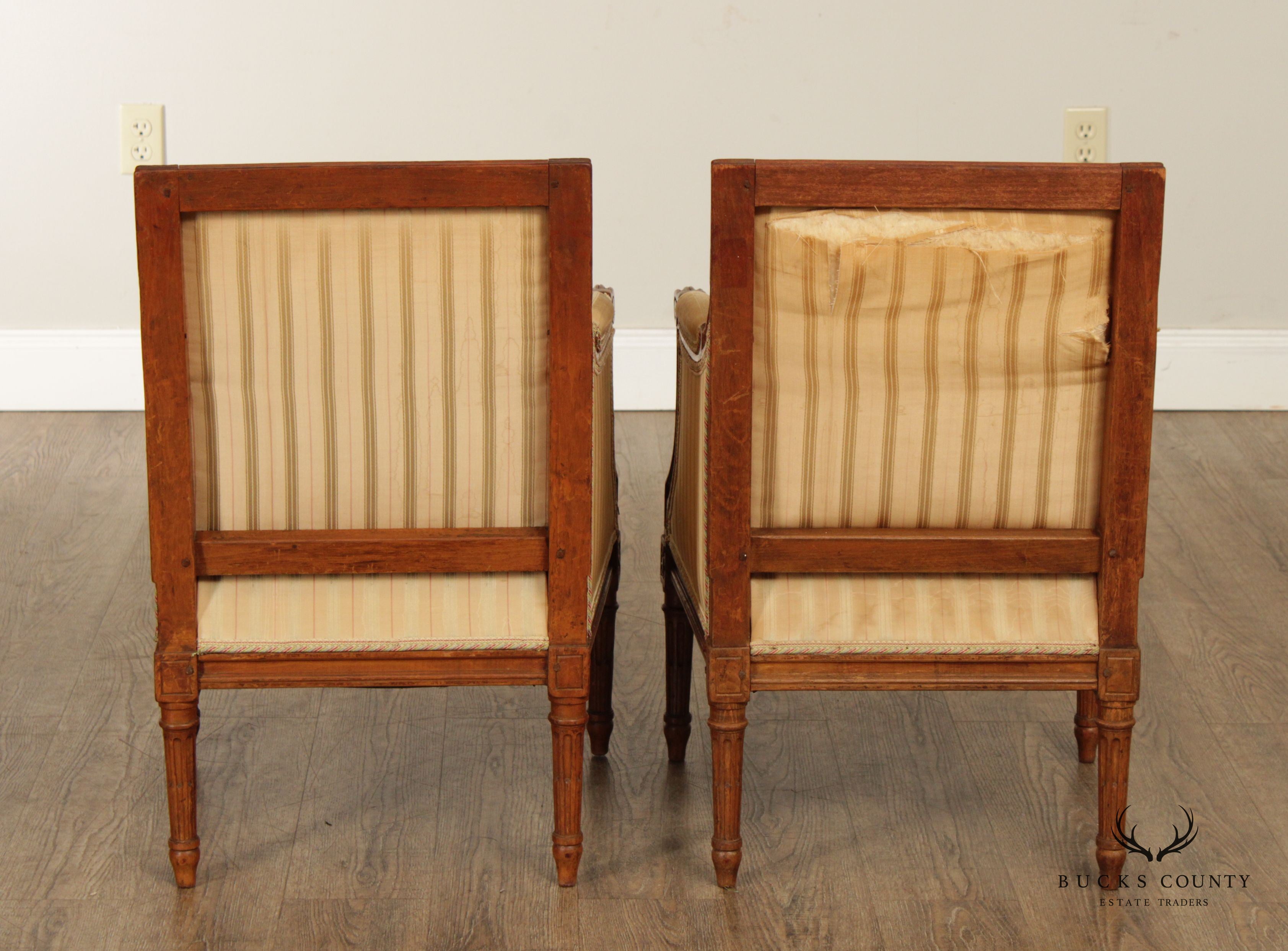 Antique French Louis XVI Style Pair of Childs Bergere Armchairs