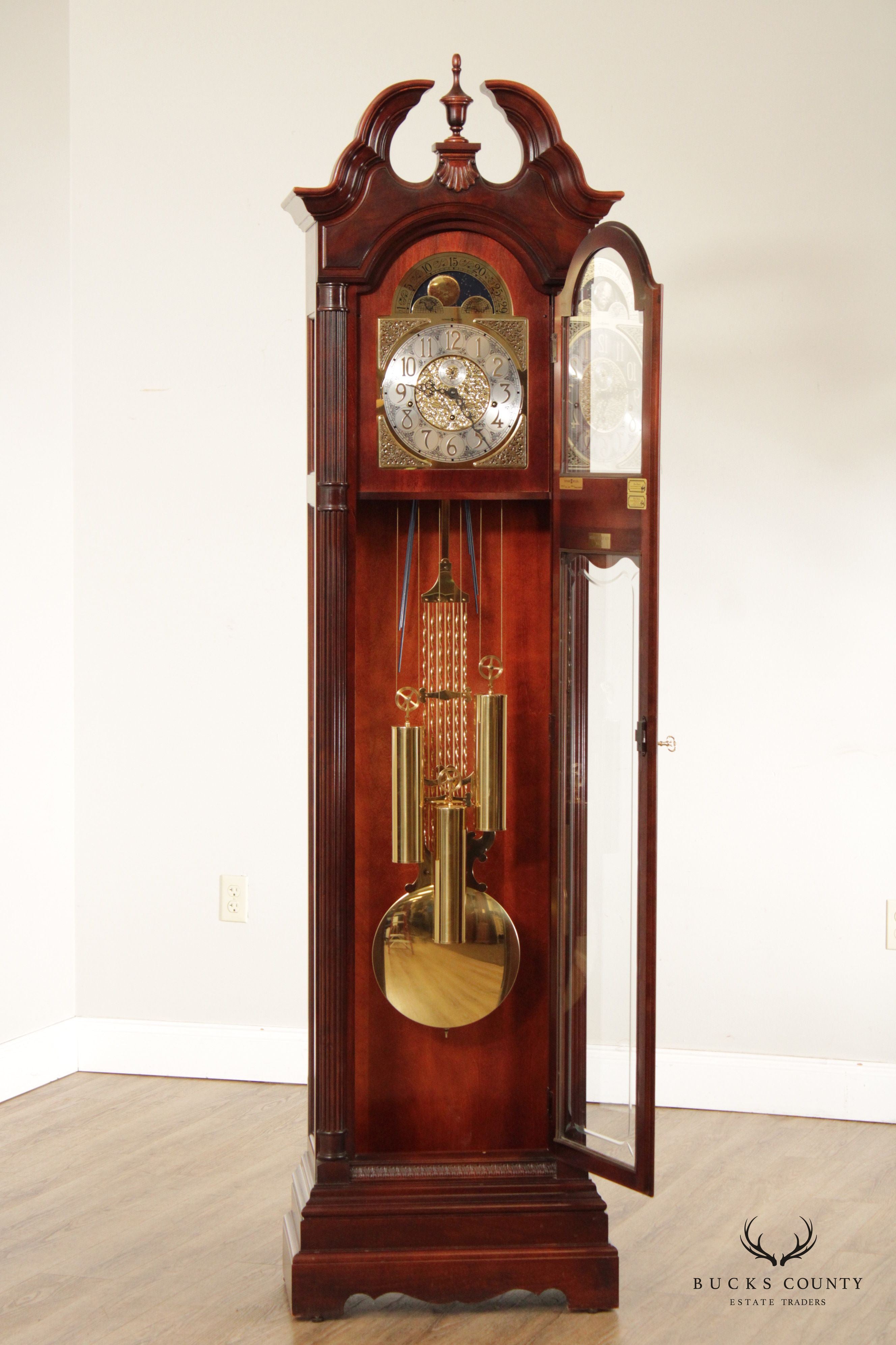 Howard Miller 'Landsbury' Cherry Grandfather Case Clock