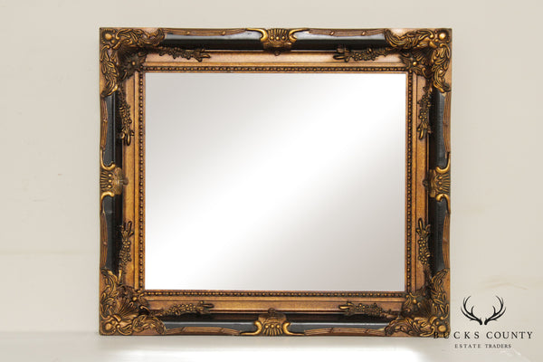 Victorian Style Black and Gold Carved Frame Beveled Mirror
