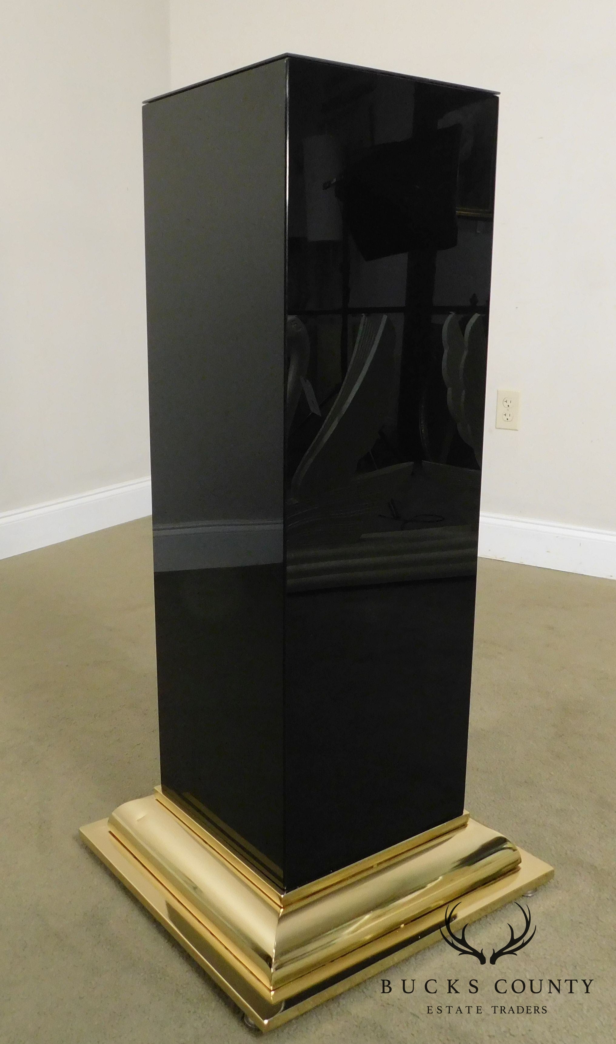 Vintage Modern Black and Gold Pedestal