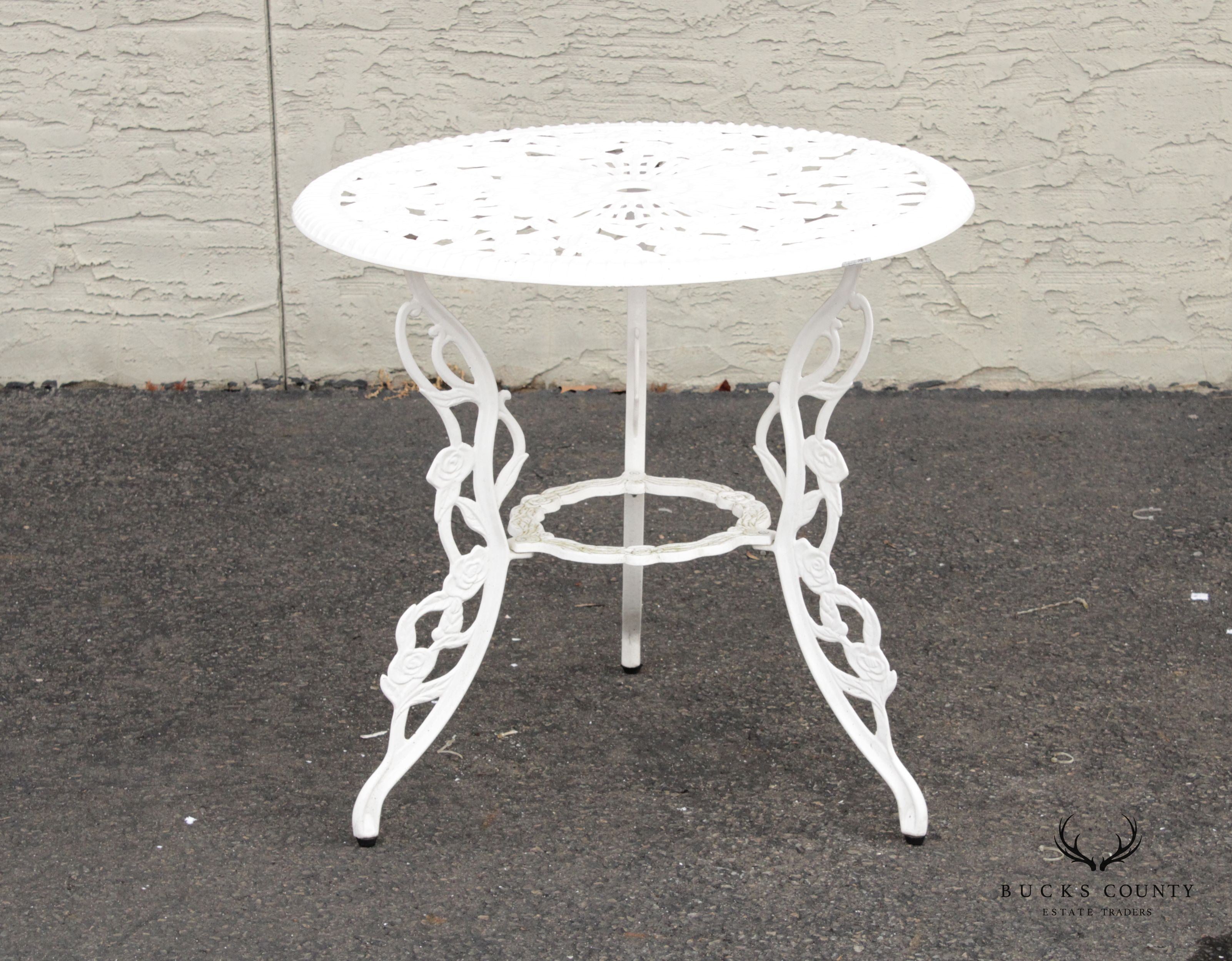 Vintage Rose Pattern Round Cast Aluminum Garden Patio Bistro Table