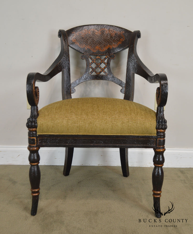 Regency Style Crackle Painted Armchair