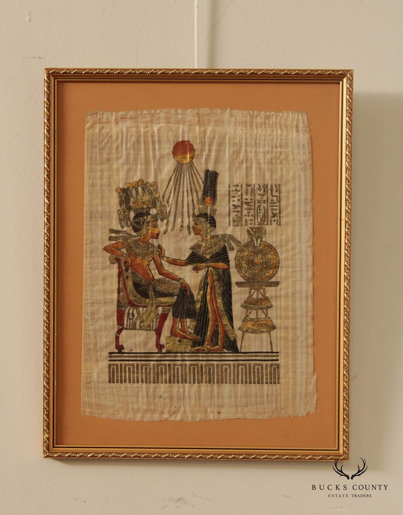 Vintage Egyptian Style 'Tutankhamun Anointed by Wife' Papyrus