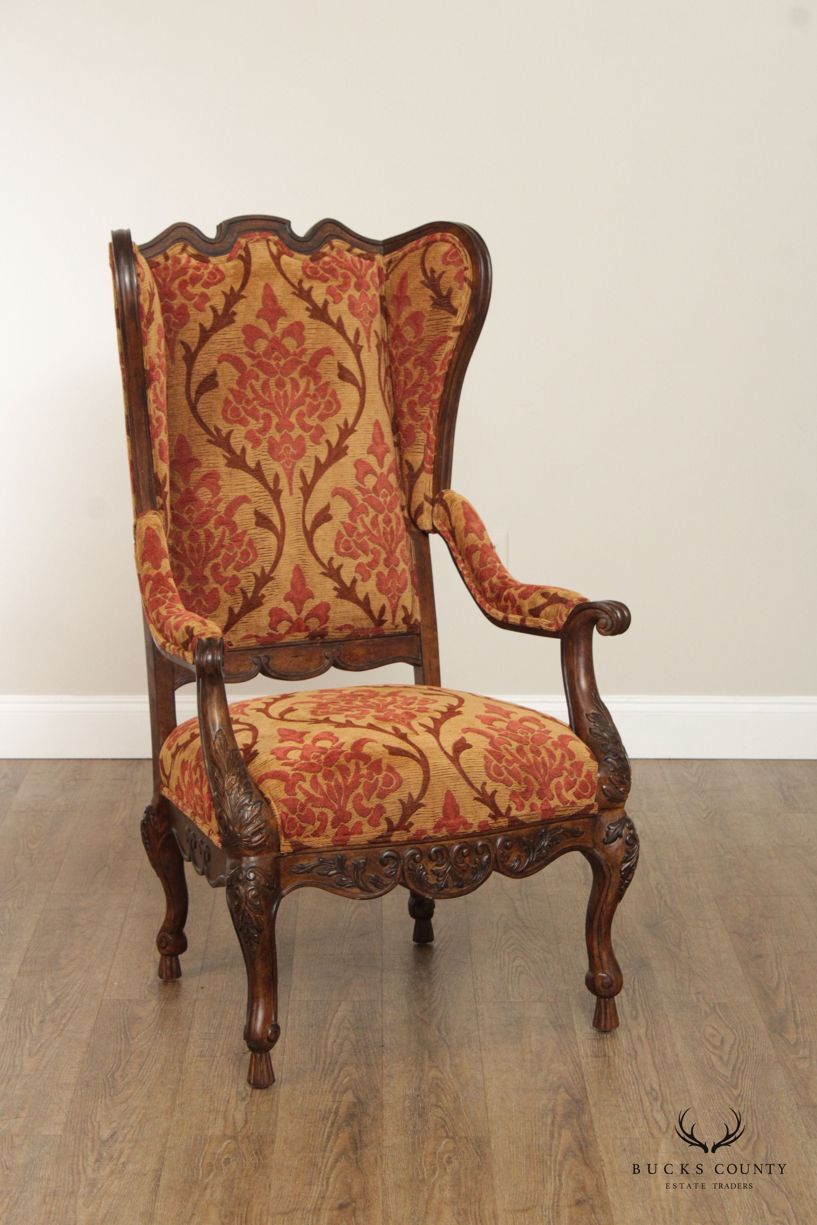 Century French Louis XV Provincial Style Wing Back Armchair