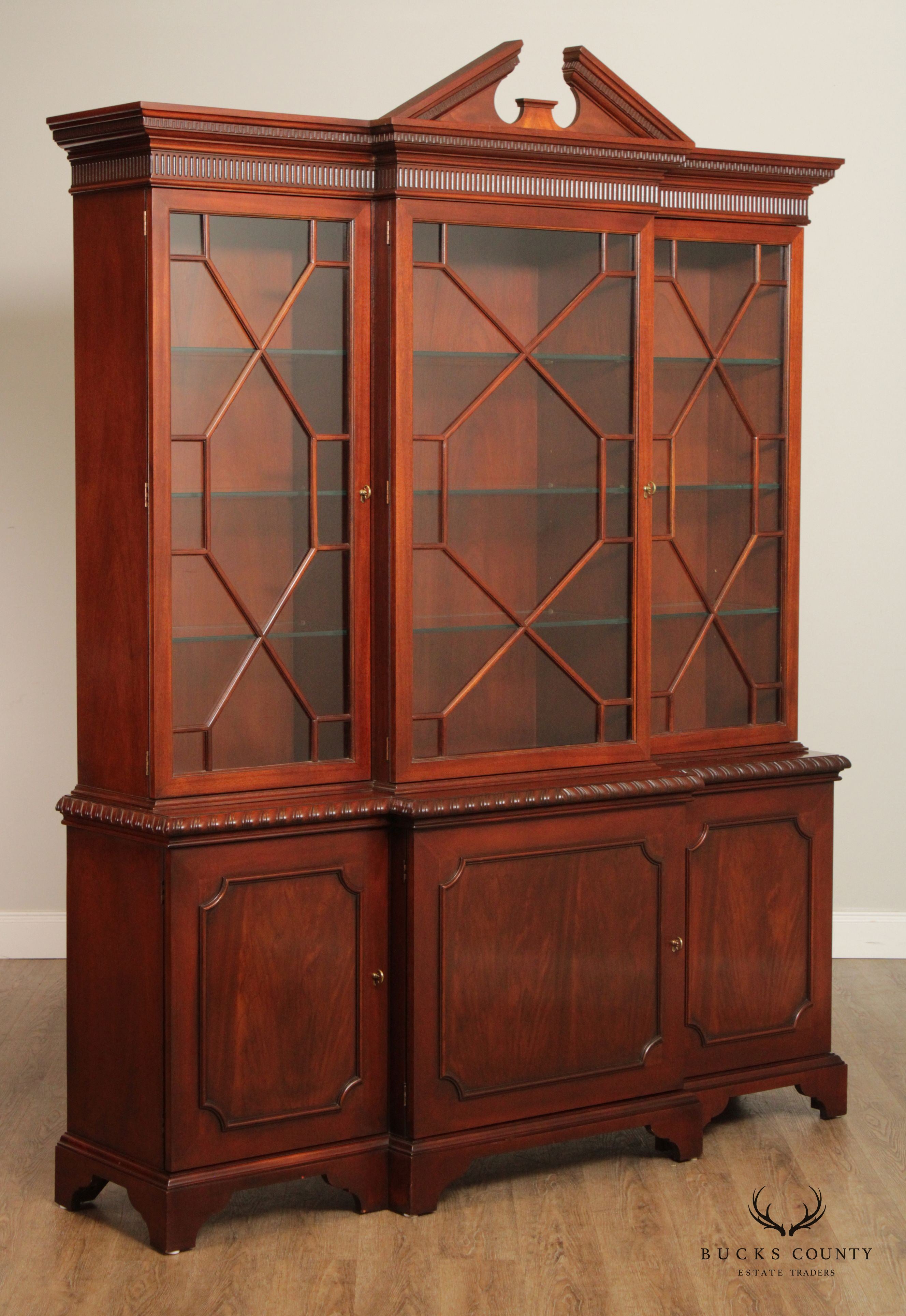 Baker Furniture Historic Charleston Mahogany Breakfront Bookcase China Cabinet