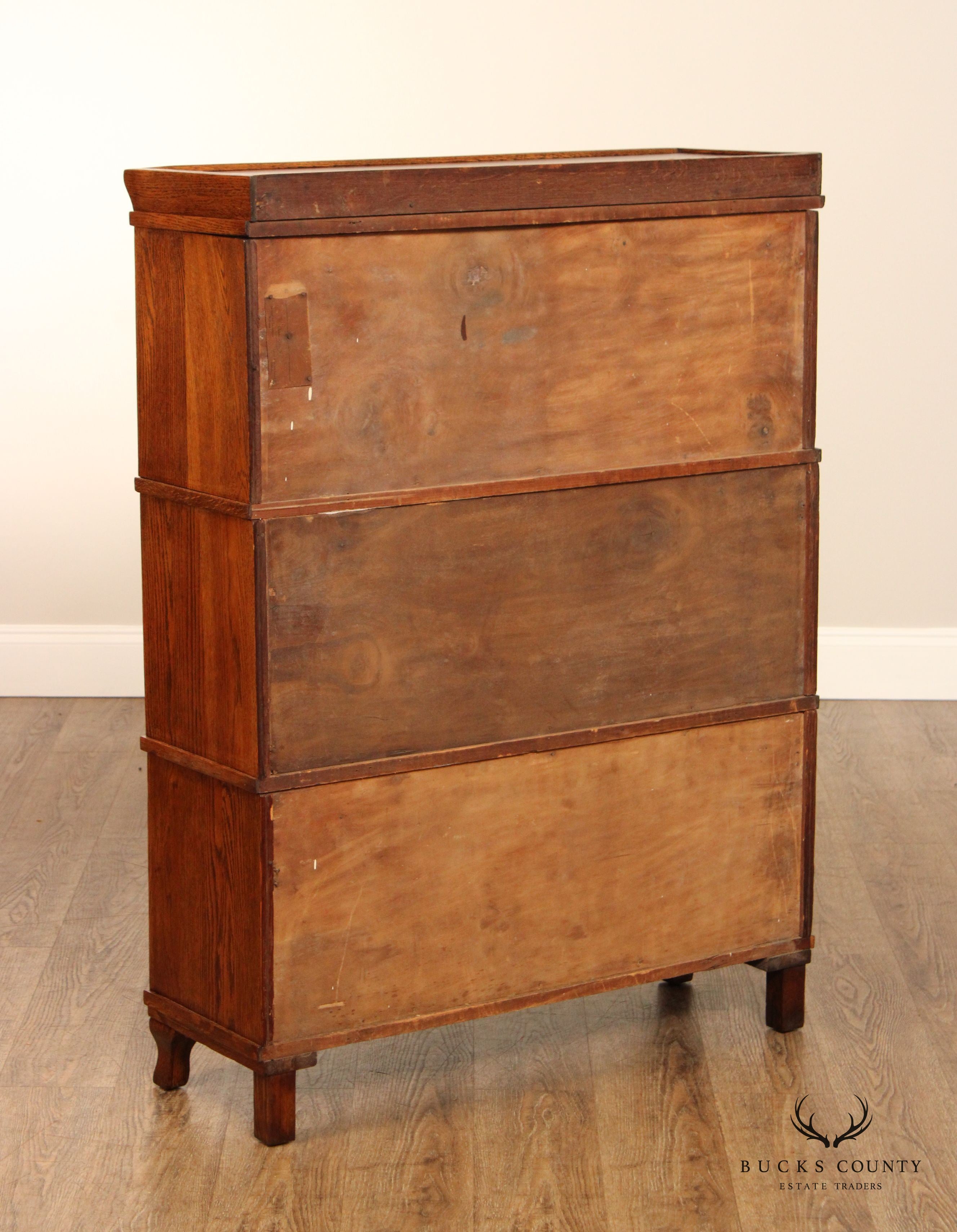 Antique Nicholson Three Stack Oak Barrister Bookcase