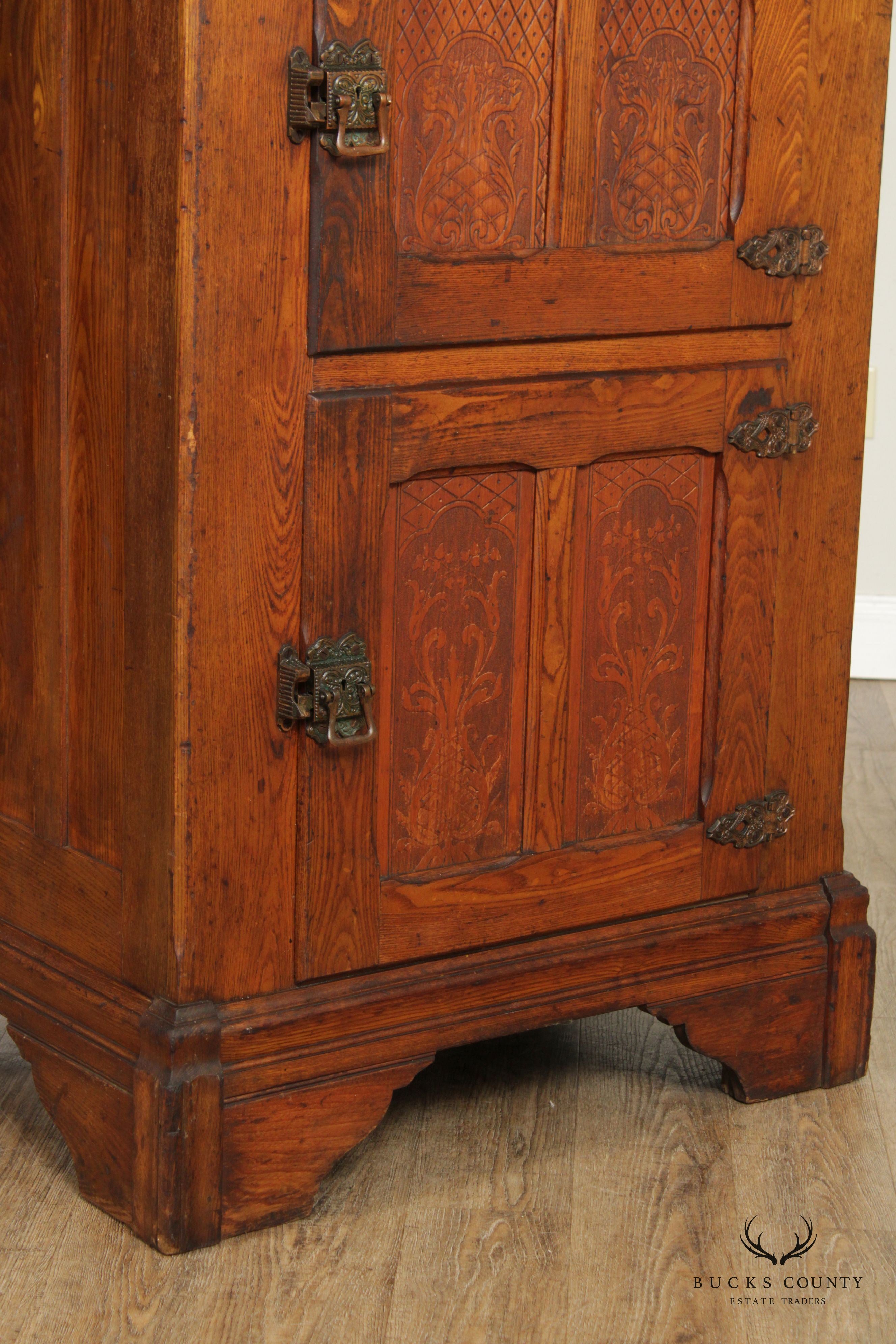 Siegel Cooper Co. Antique Monumental Oak Ice Box