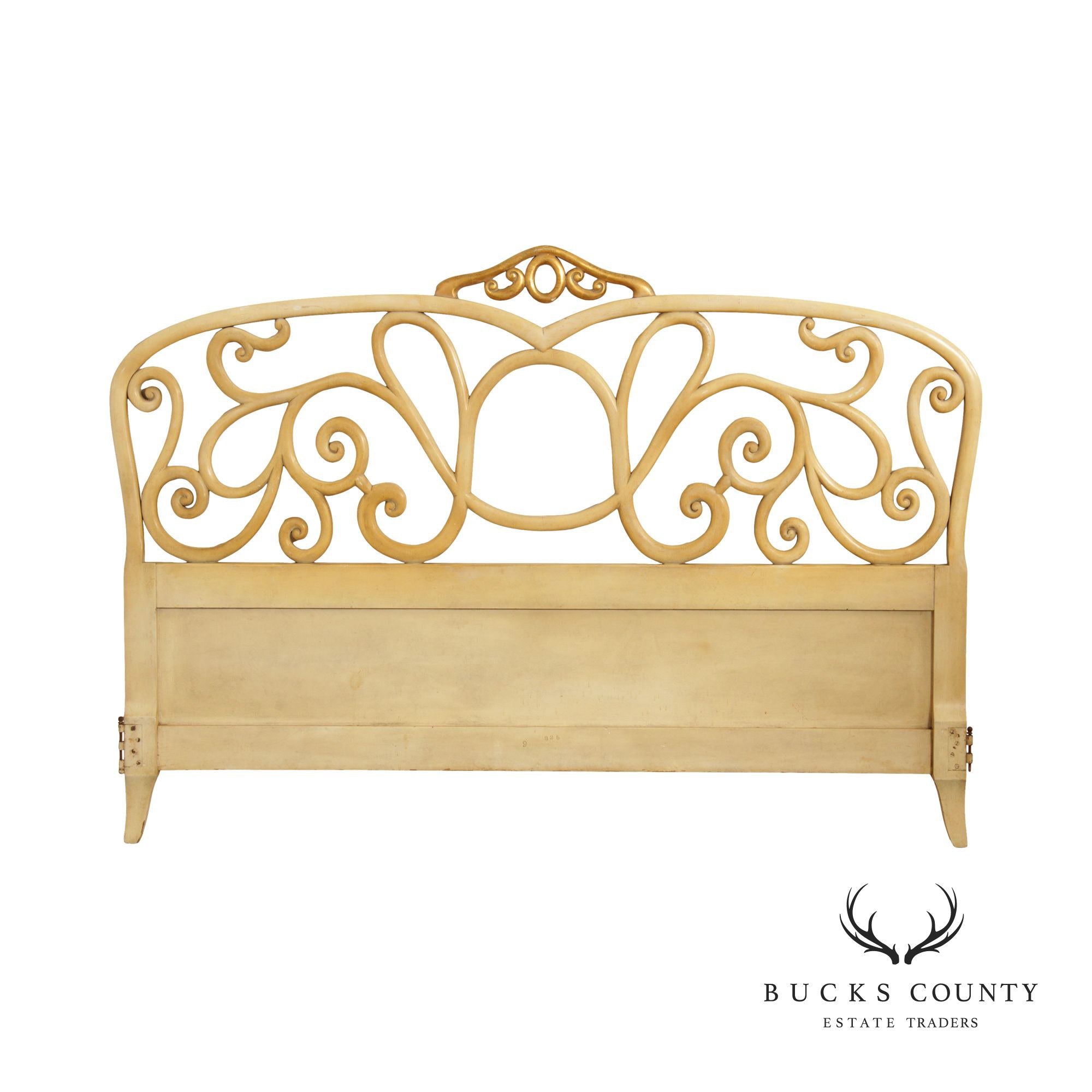 Hollywood Regency Cream Painted King Size Headboard