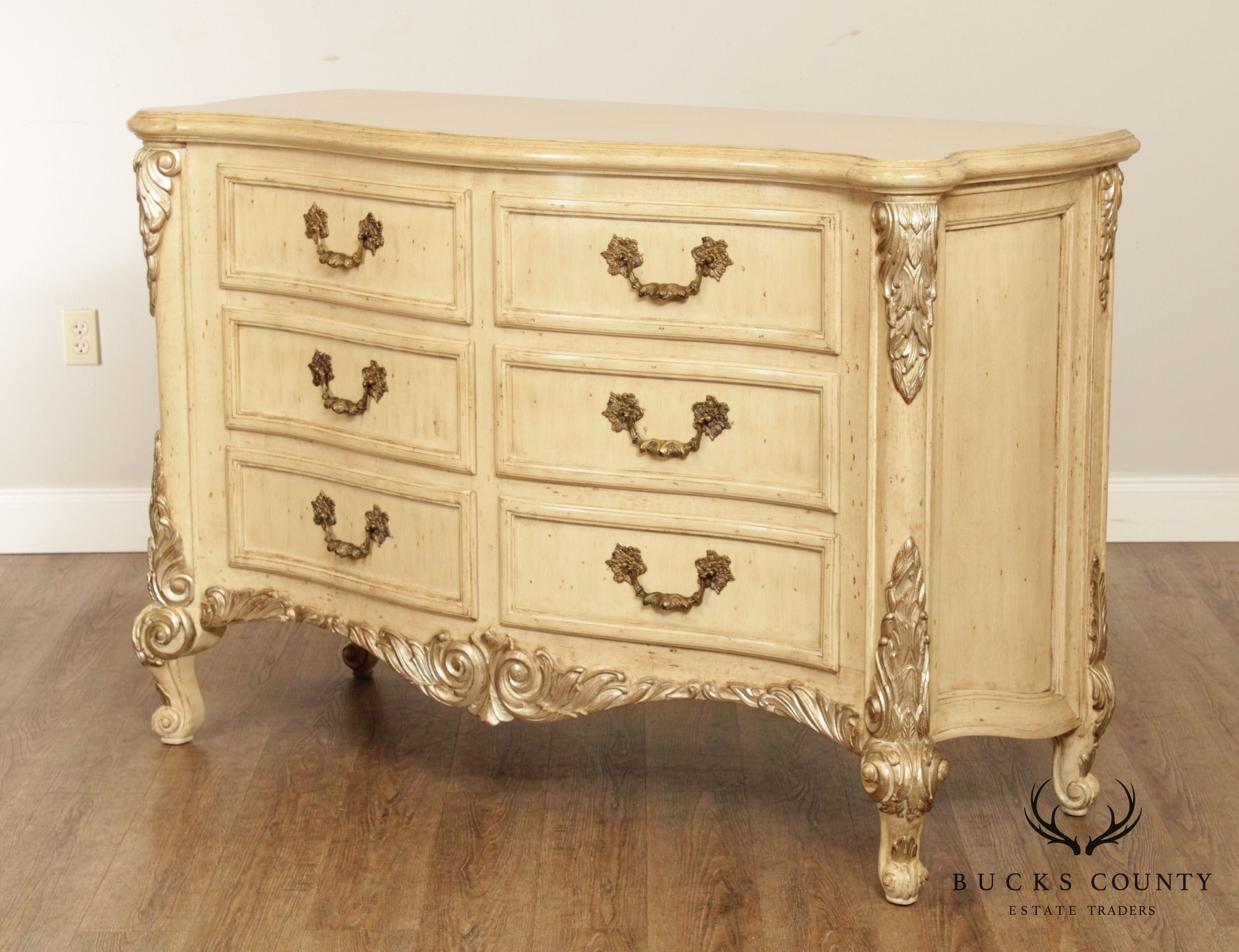 Jeffco French Louis XV Style Painted Serpentine Dresser