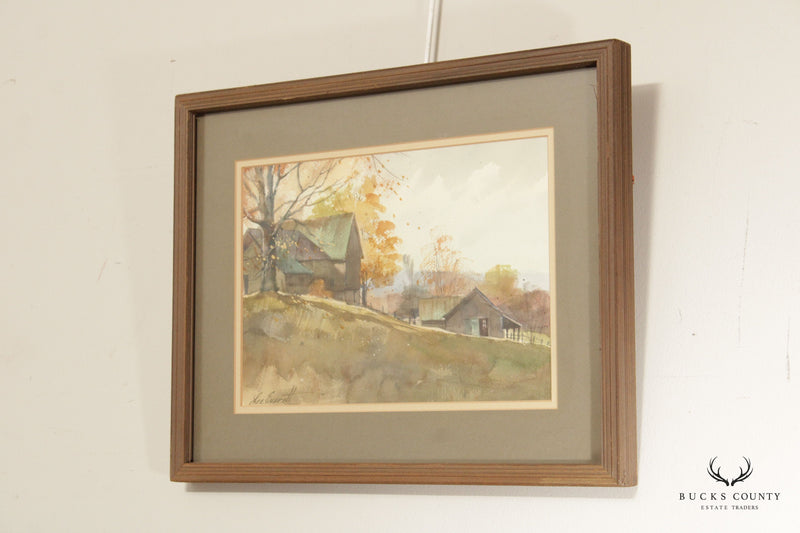 Lee Everett Pennsylvania Farm Landscape Watercolor Painting