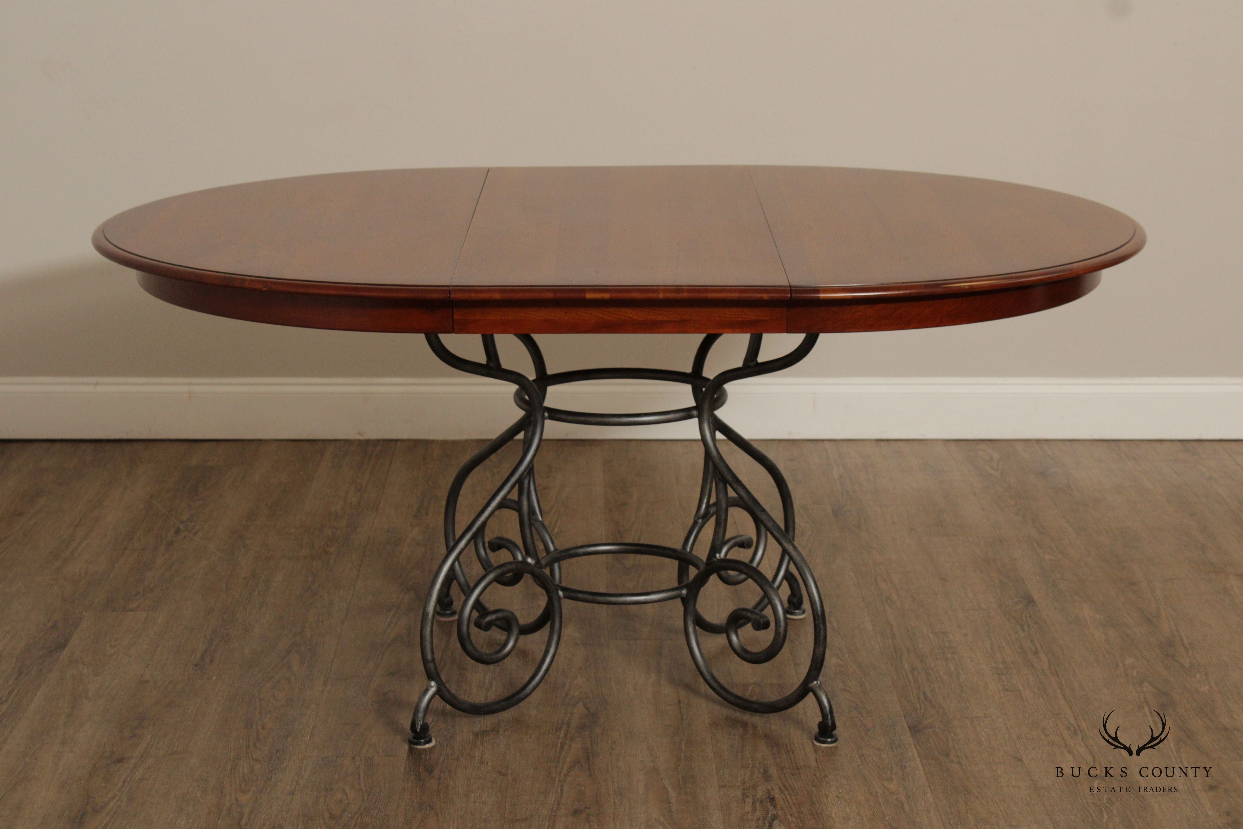 Ethan Allen 'Maison' Expandable Round Top Cherry Dining Table