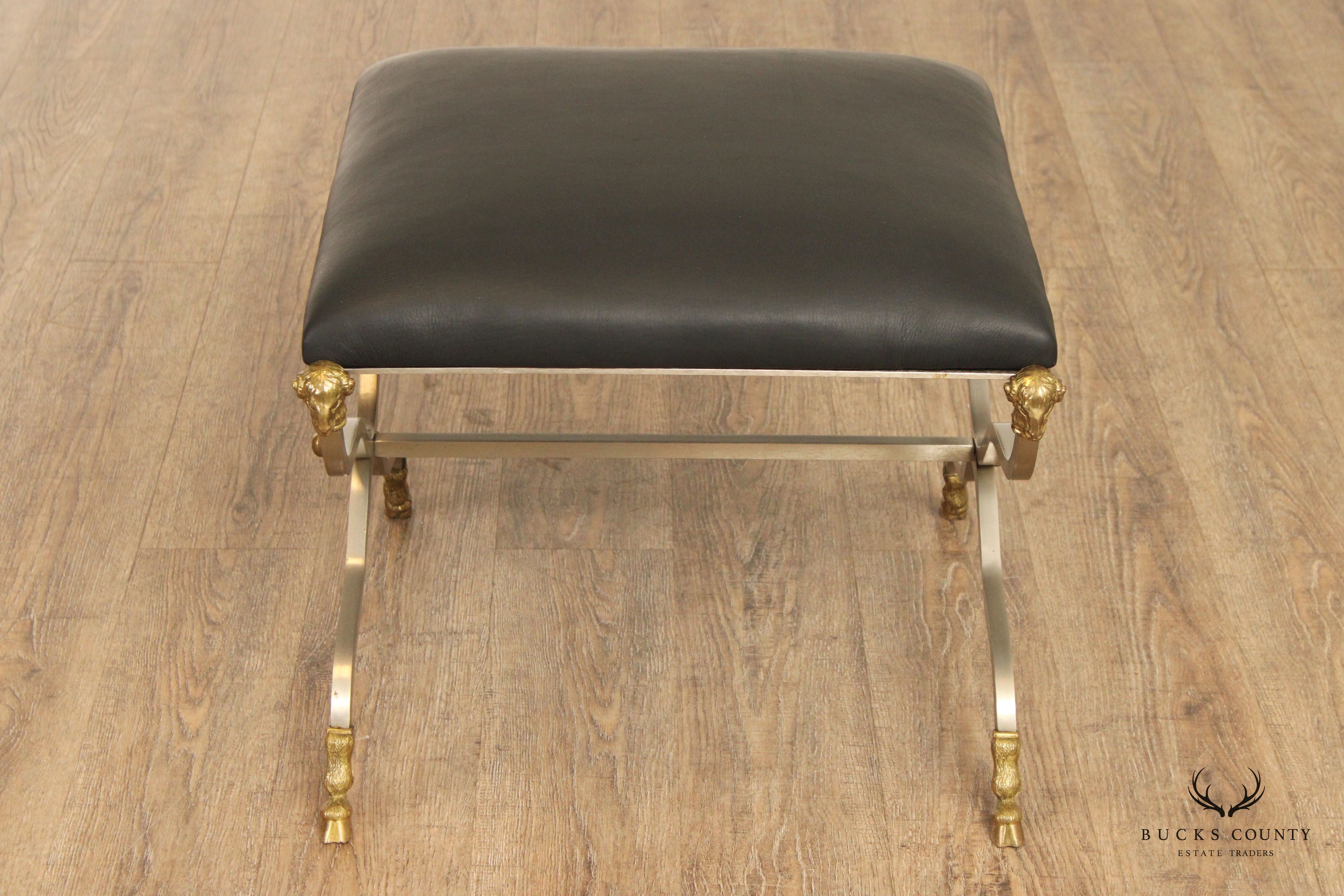 Maison Jansen Attributed Directoire Style Pair of Ram's Head Stools