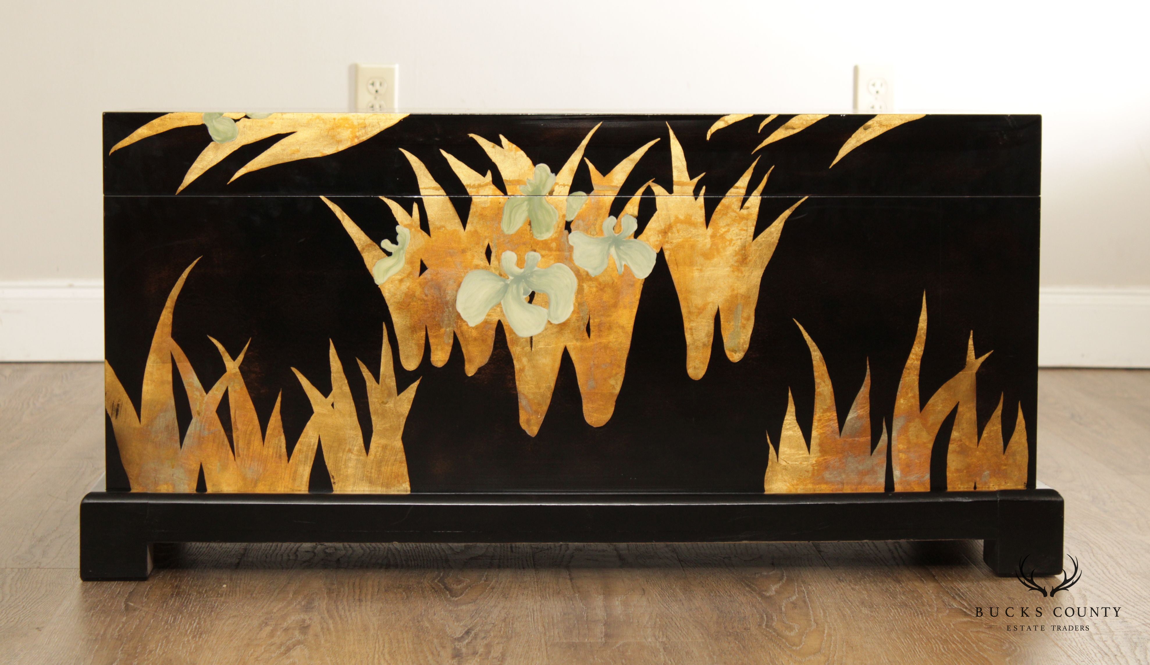 Contemporary Japanese Style Black Lacquered Blanket Chest