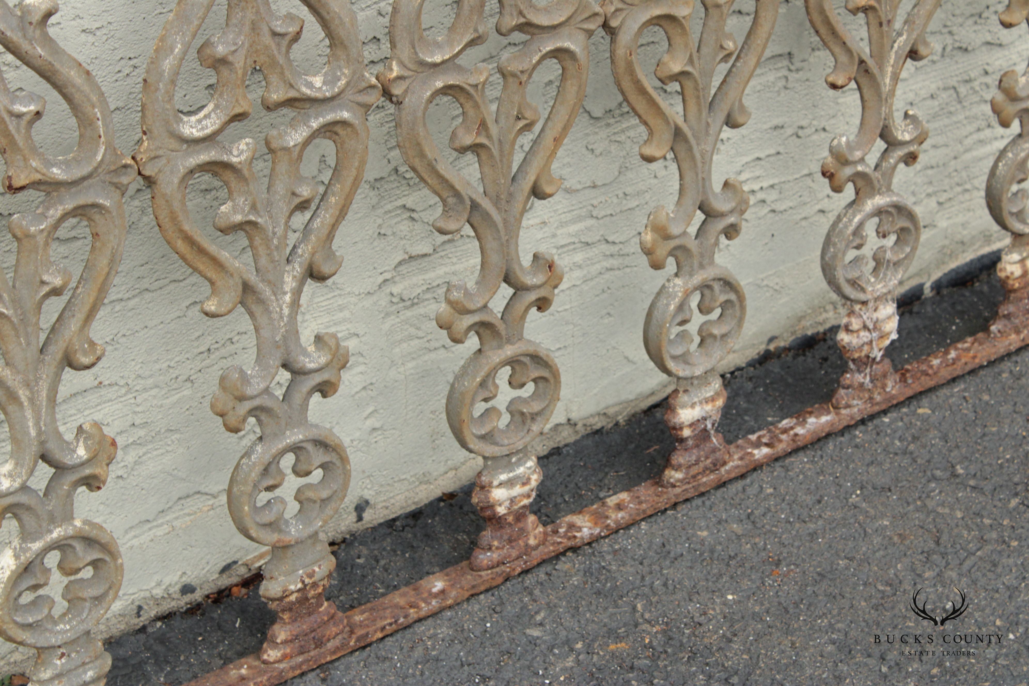 Antique Late 19th Century Gothic Revival Set of Five Cast Iron Fence Sections