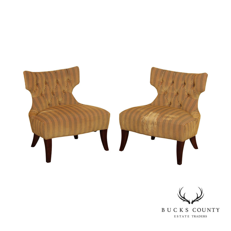Baker Furniture Pair of Tufted Back Club Chairs (B)