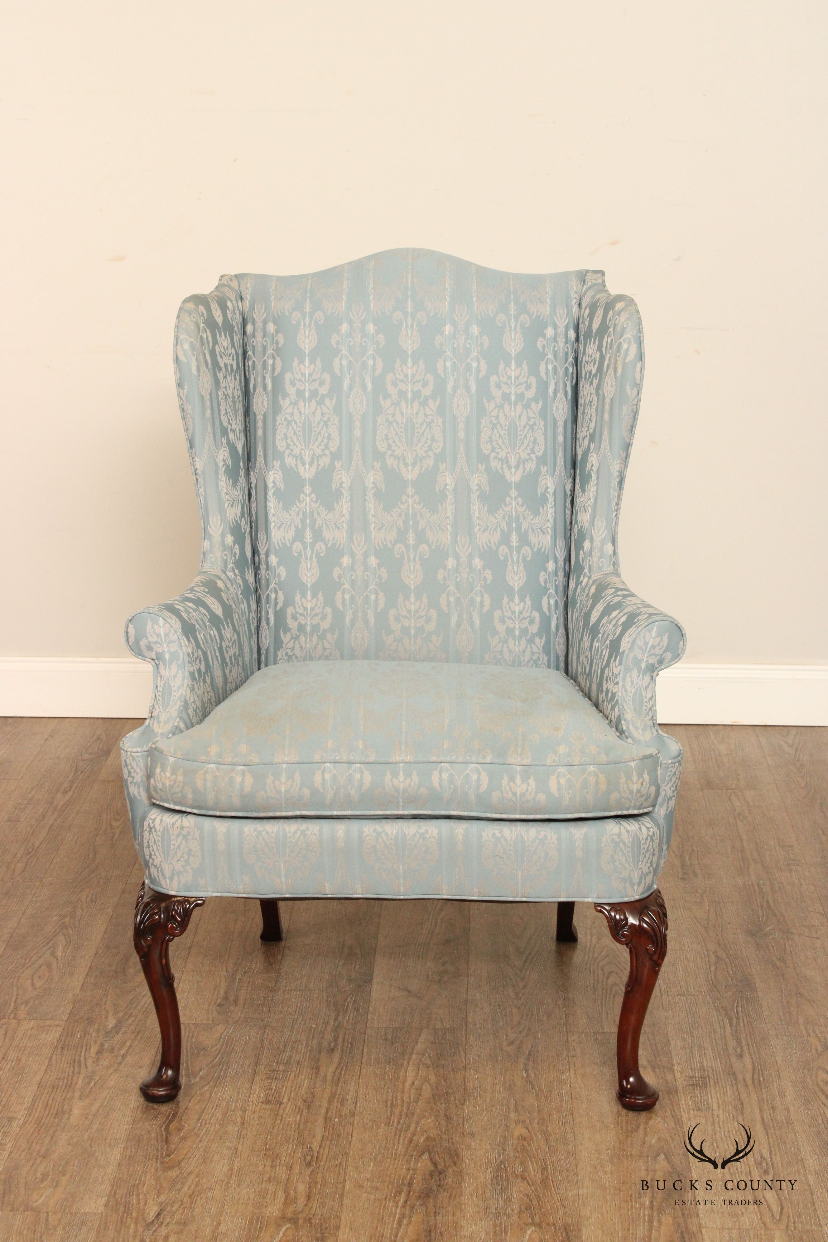 Hickory Chair Queen Anne Style Mahogany Wing Armchair