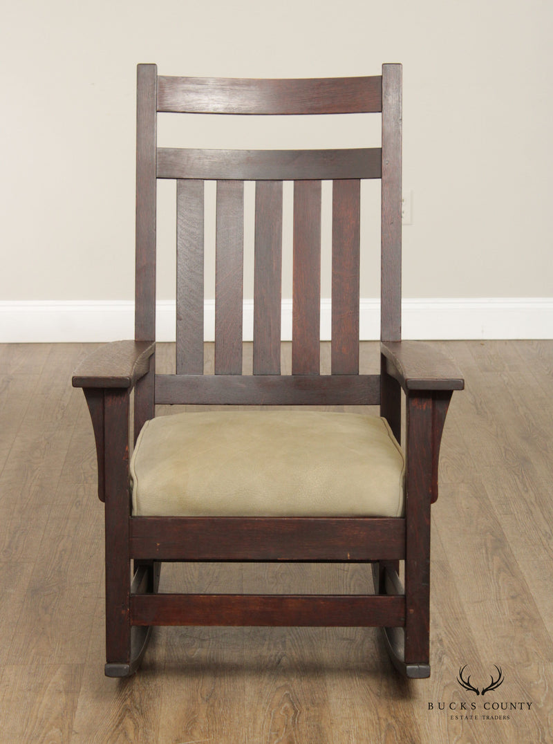 Gustav Stickley Antique Oak Arts & Crafts Rocking Chair model #393