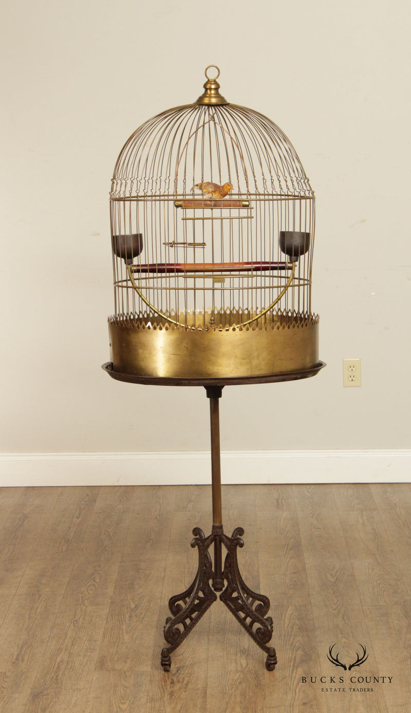 Vintage Hendryx Painted Brass Birdcage 12 1/2” X 11 1/2”