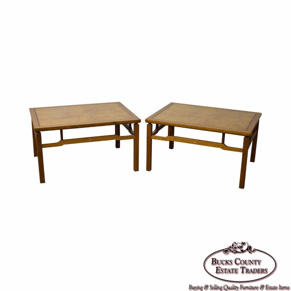 Ellis Walentine Bucks County Studio Crafted Pair of Large Burl Wood Side Tables