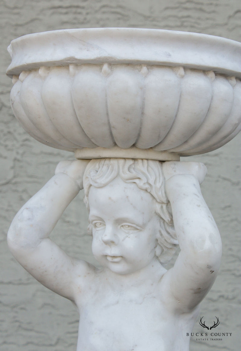 Neoclassical Style Figural Carved Marble Garden Planter