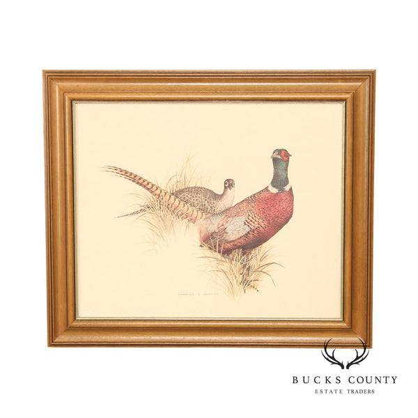 Charles E. Murphy 'Ring Neck Pheasant' Lithograph, Custom Framed
