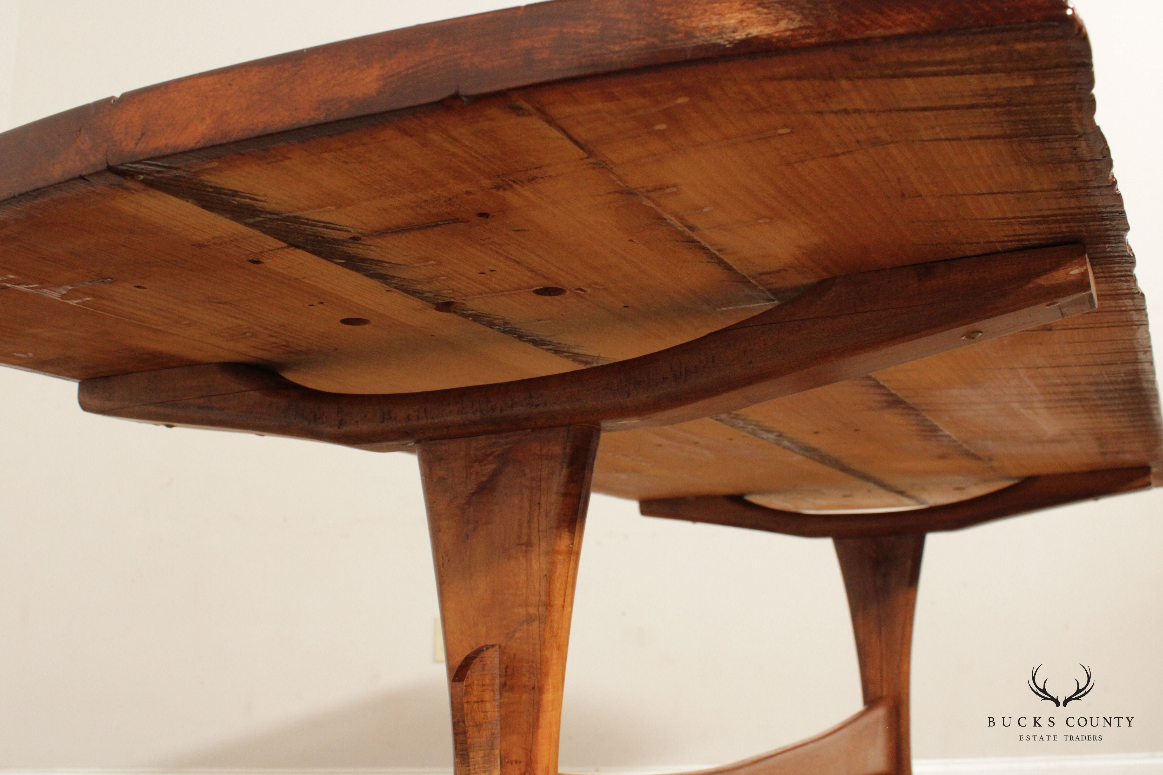 Rustic Live Edge Pine Trestle Dining Table