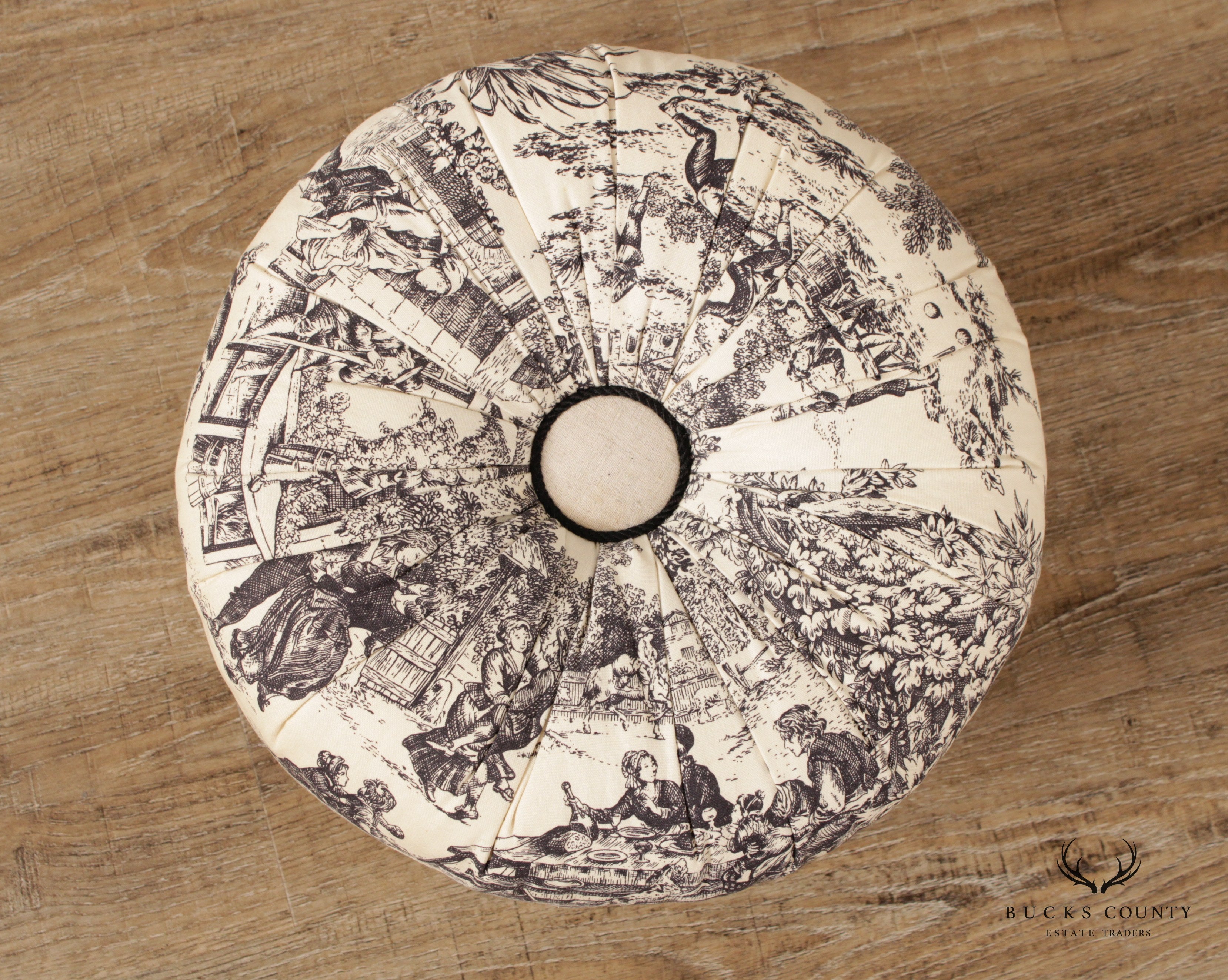 Blue Star Design French Toile Round Foot Stool