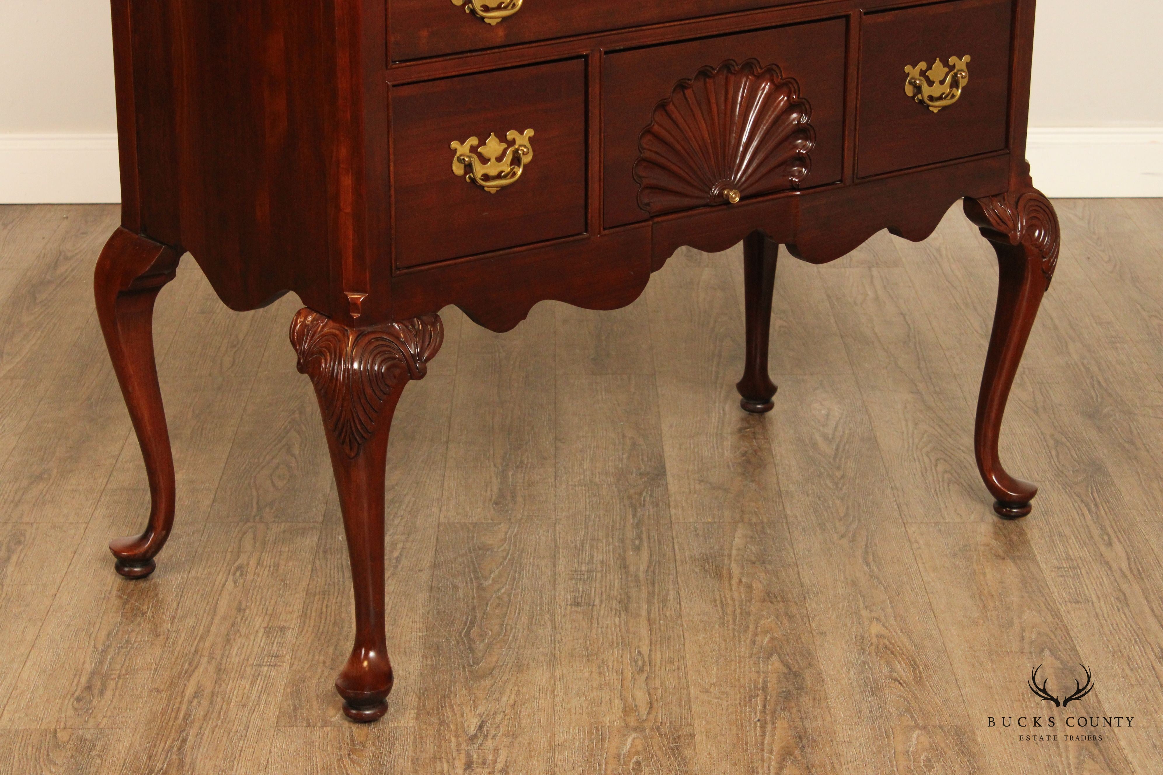 Knob Creek Queen Anne Style Carved Cherry Highboy Chest