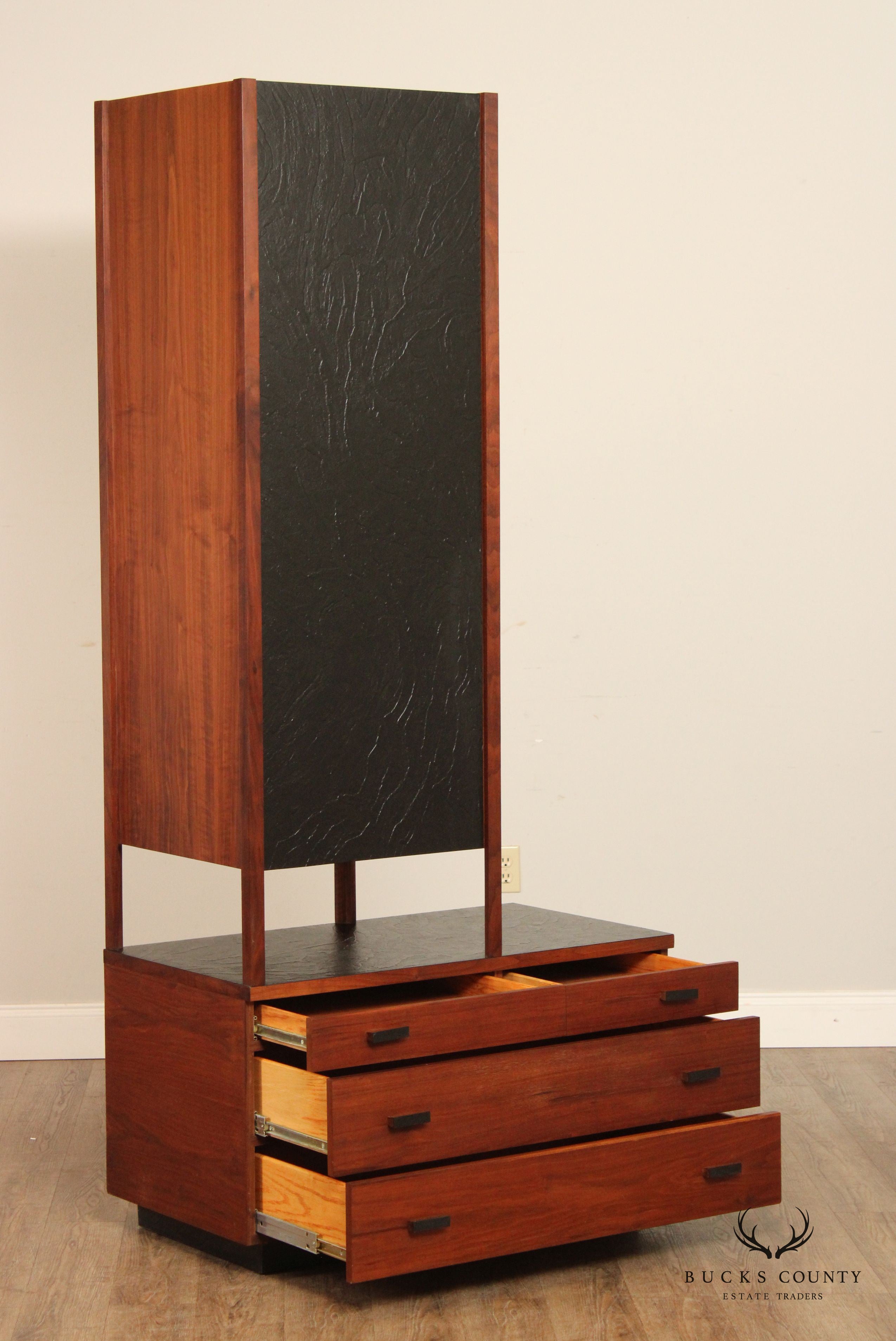 Mid Century Modern Walnut Pair of Cabinet Top Chests