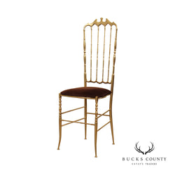 Italian Hollywood Regency Brass Chiavari Side Chair