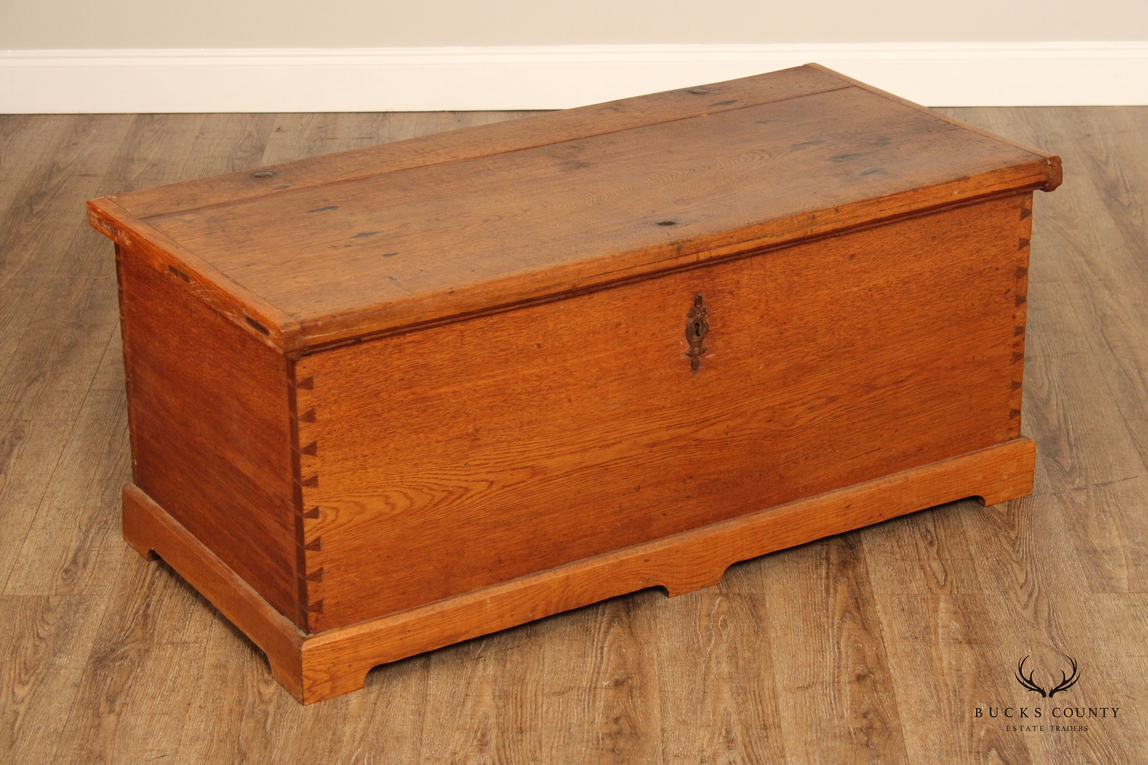 Antique Solid Oak Dovetailed Blanket Chest