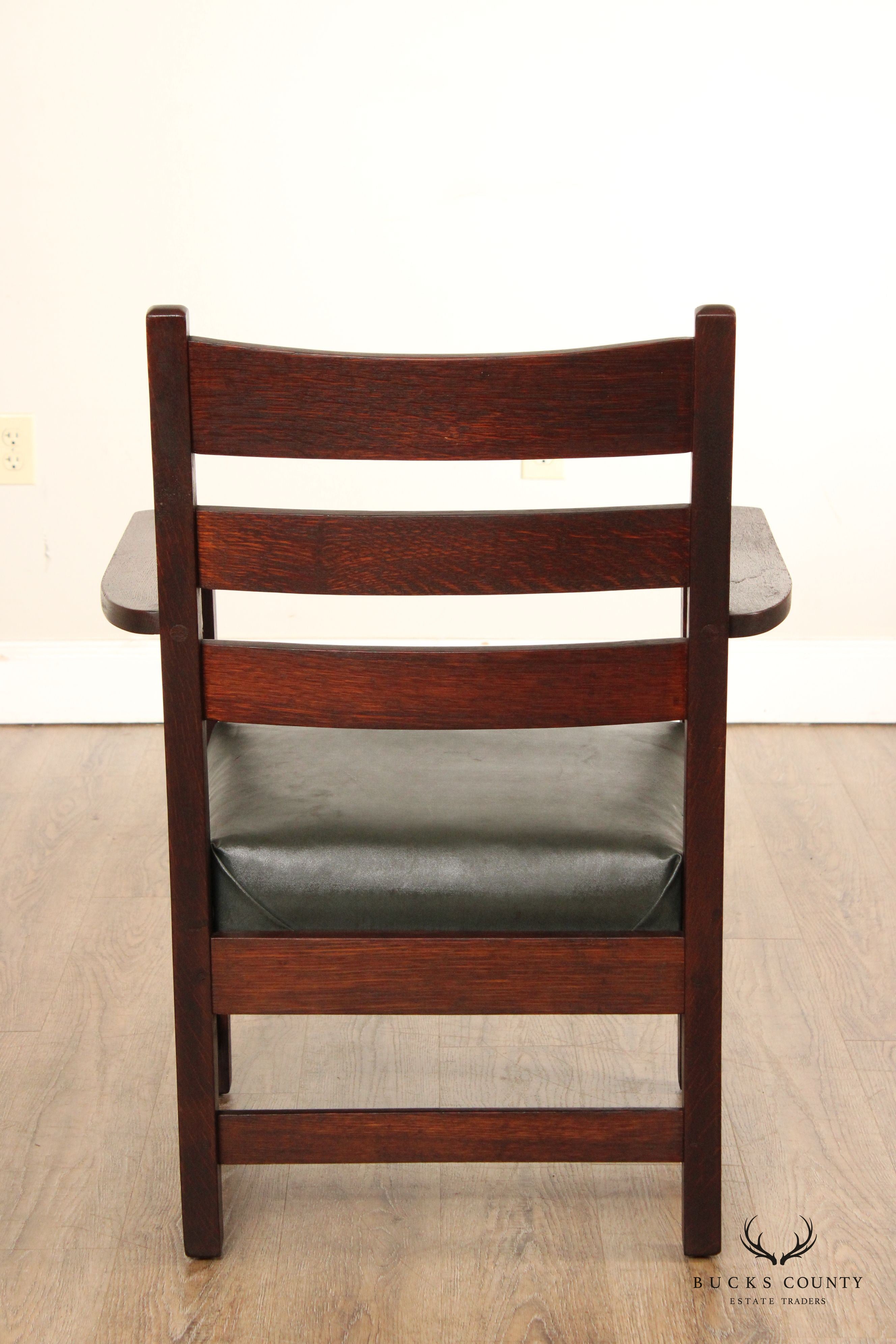 Stickley Brother Quaint Antique Mission Oak Armchair