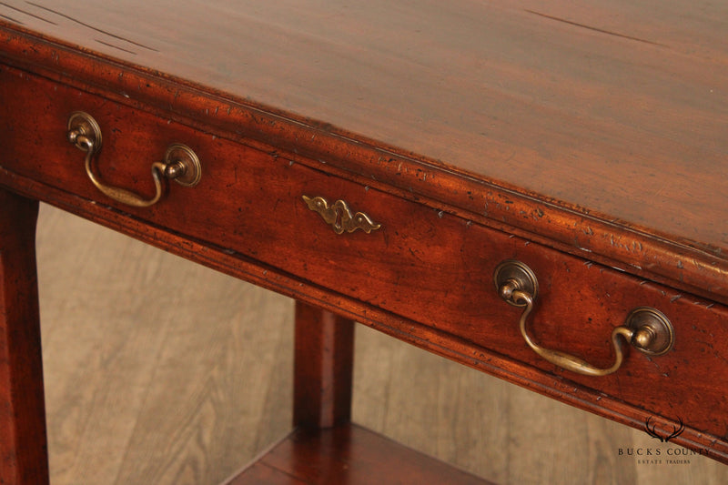 Rustic Chippendale Style One Drawer Two-Tier Work Table