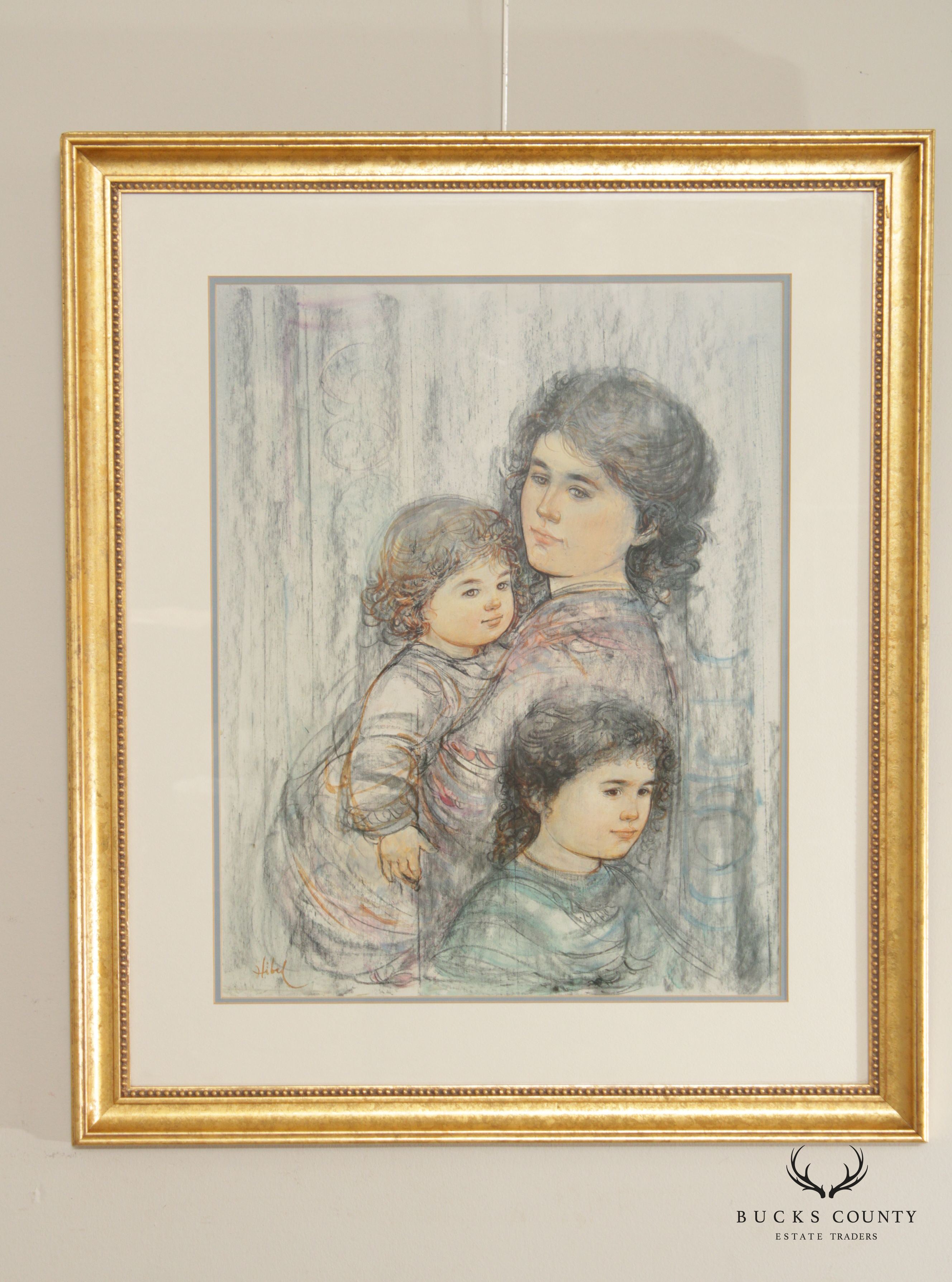 Edna Hibel Impressionist Style Mother and Children Lithograph