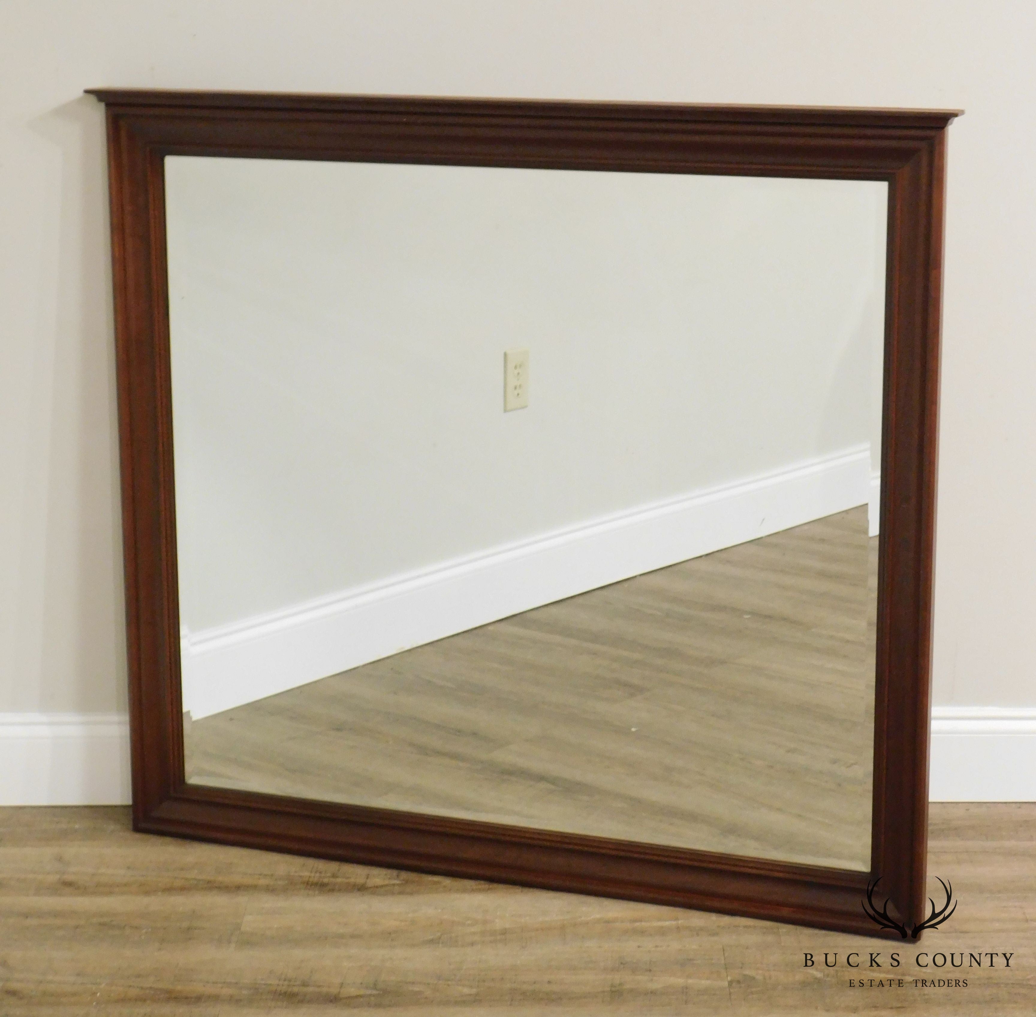 Traditional Cherry Wood Frame Beveled Mirror