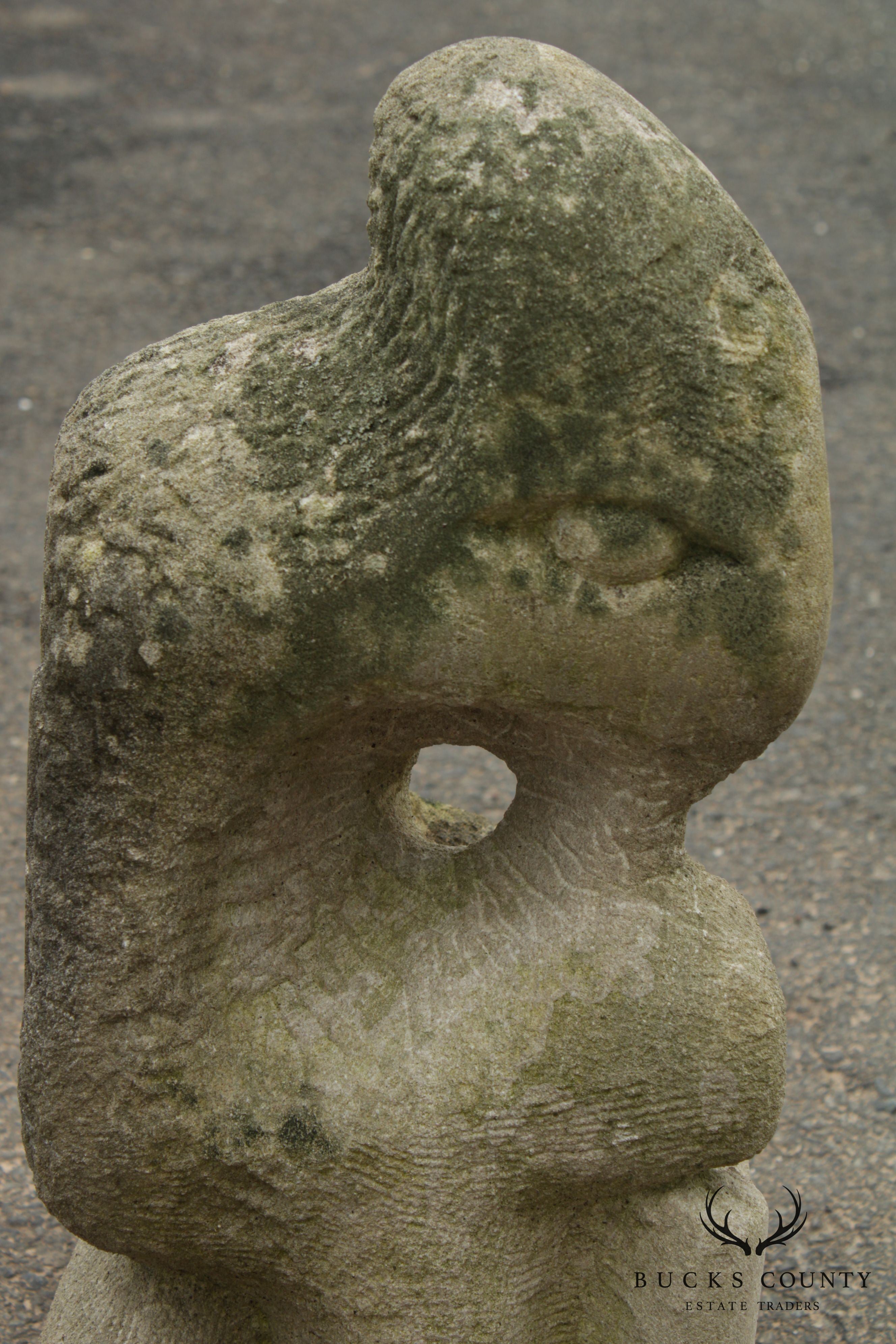 Mid-Century Modern Carved Sandstone Garden Sculpture